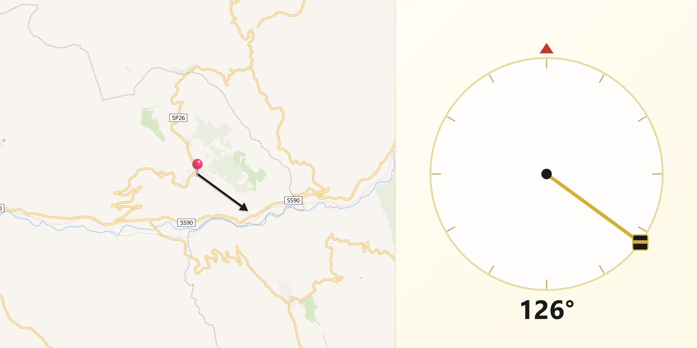 Direzione della Qibla da Montaguto
