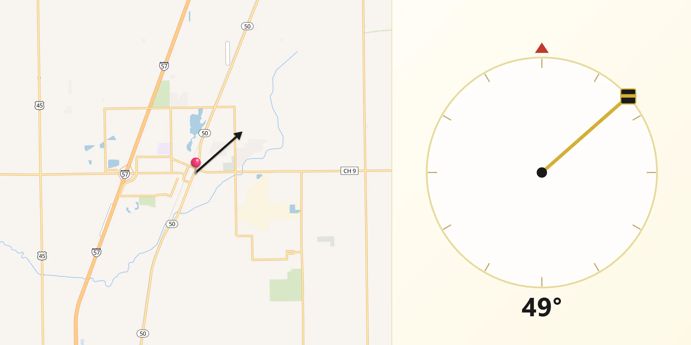 Qibla Direction from Manteno