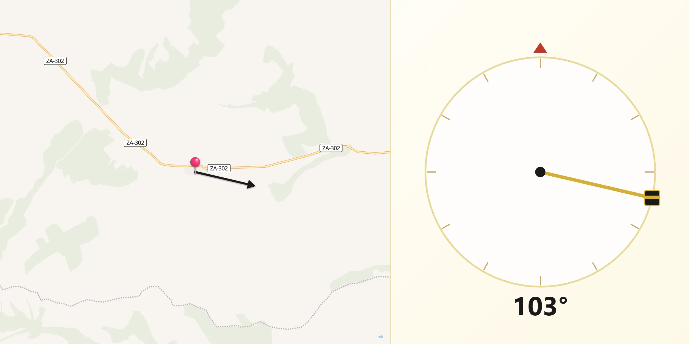 Dirección de la Qibla desde Mayalde