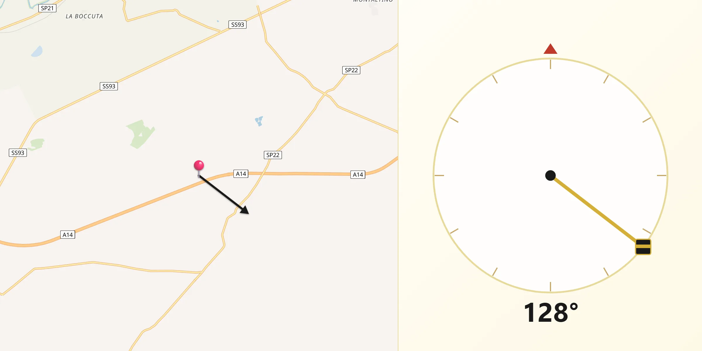 Direzione della Qibla da Provincia di Barletta - Andria - Trani