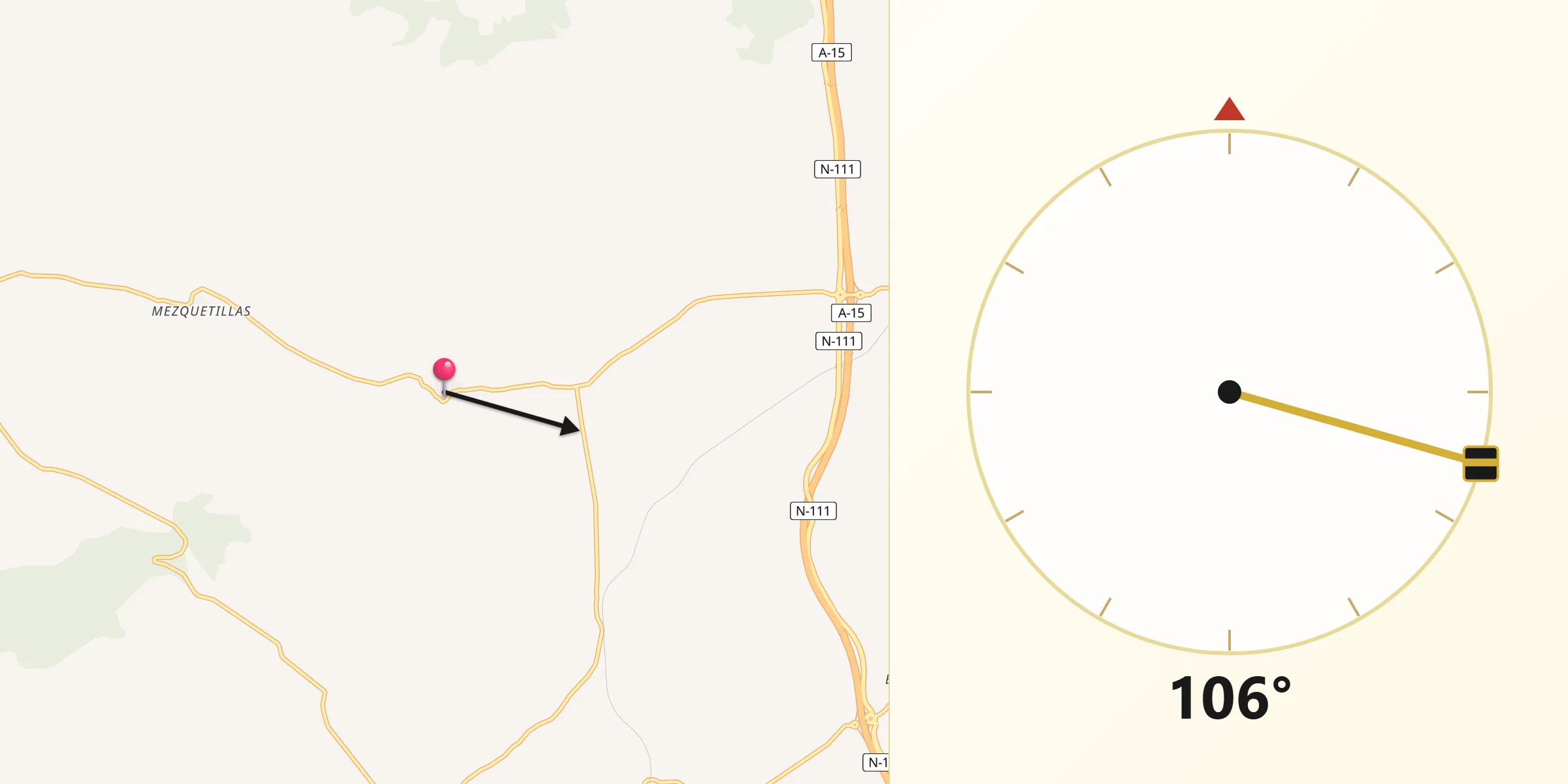 Dirección de la Qibla desde Alcubilla de las Peñas