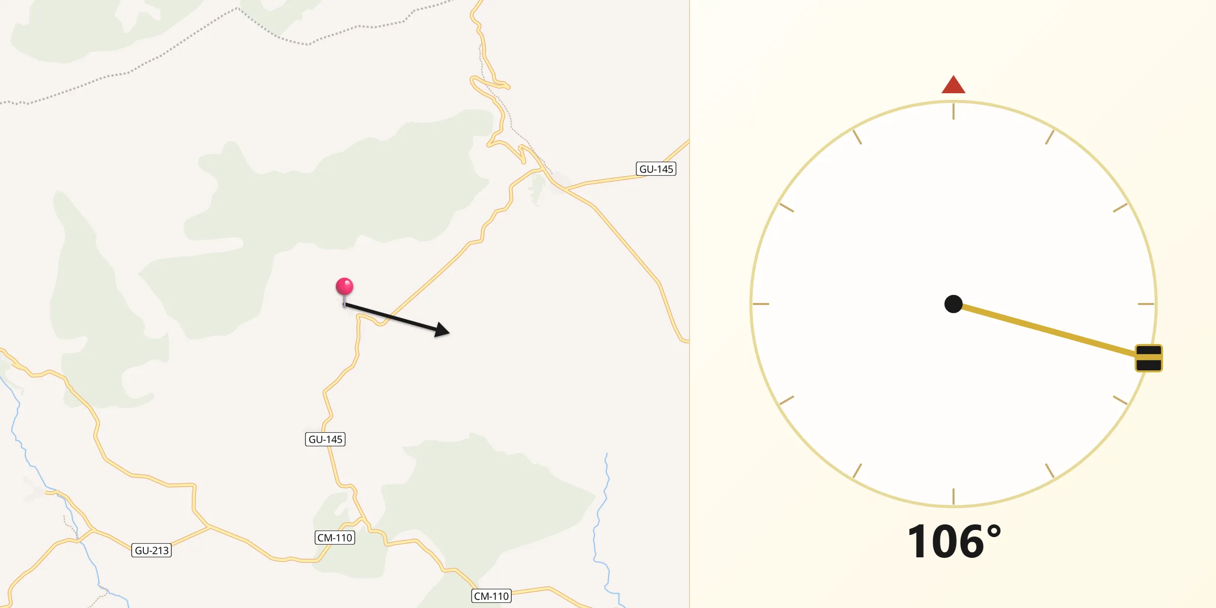Dirección de la Qibla desde Hijes