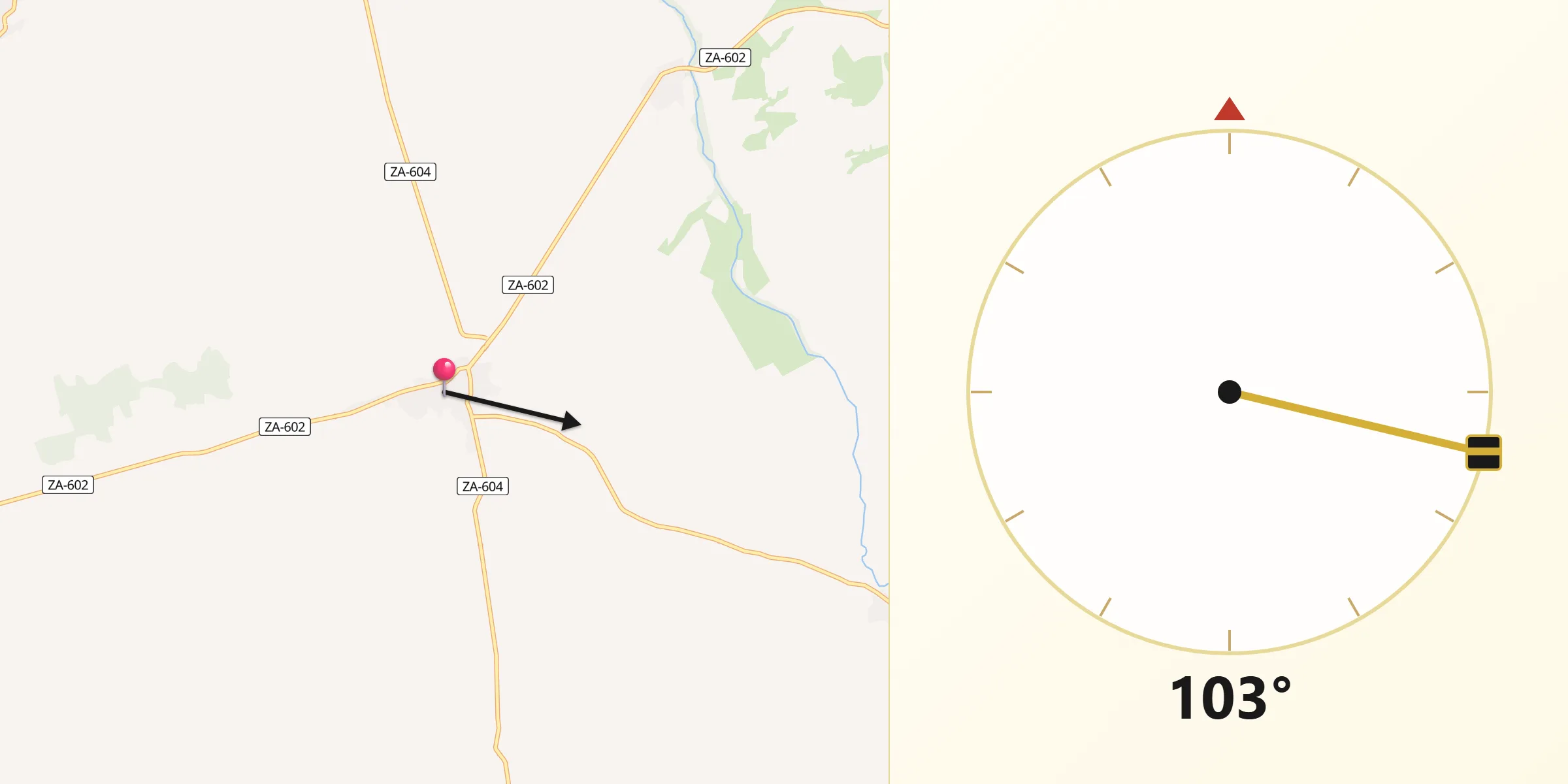 Dirección de la Qibla desde Fuentelapeña