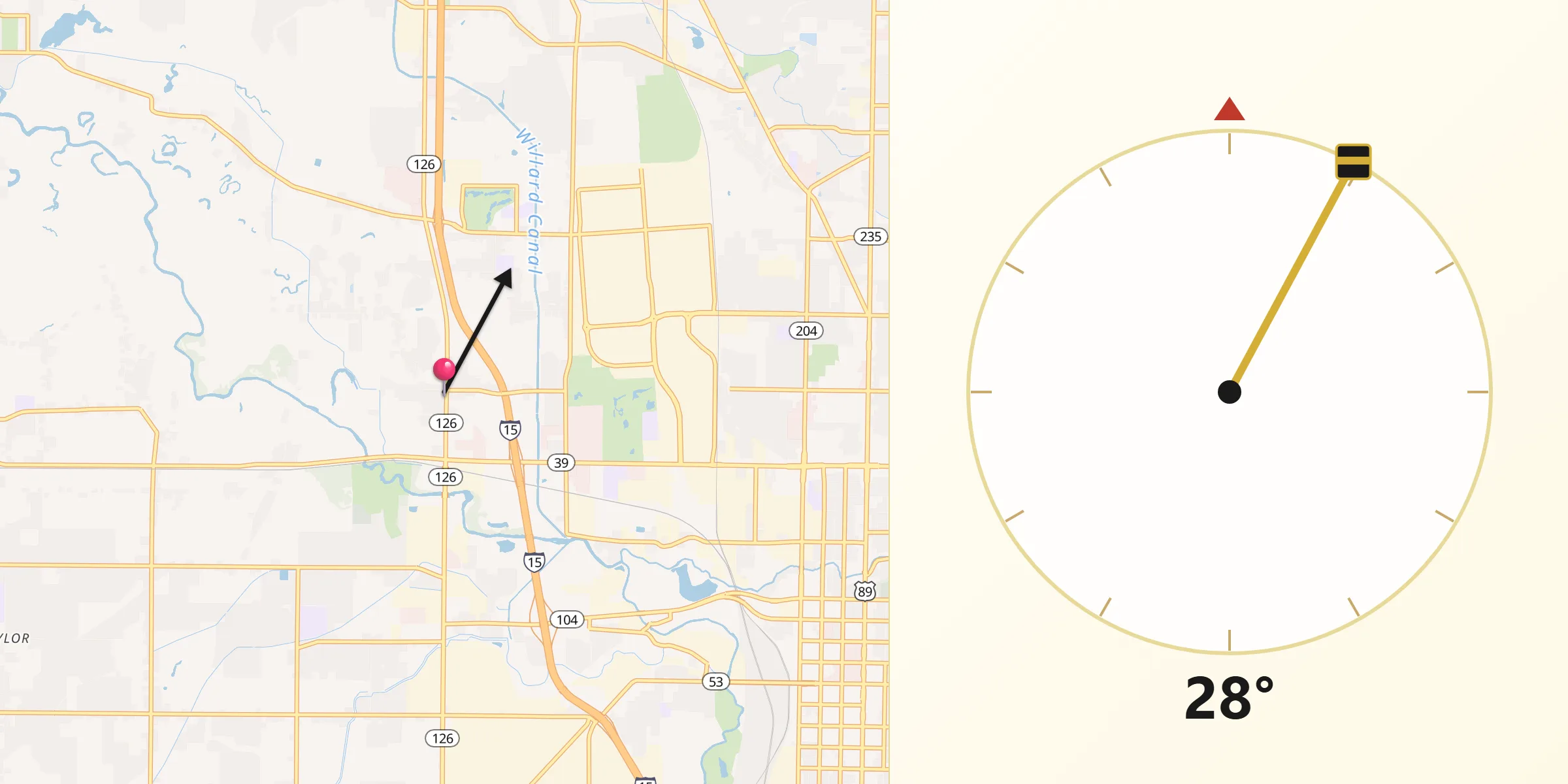 Qibla Direction from Marriott-Slaterville