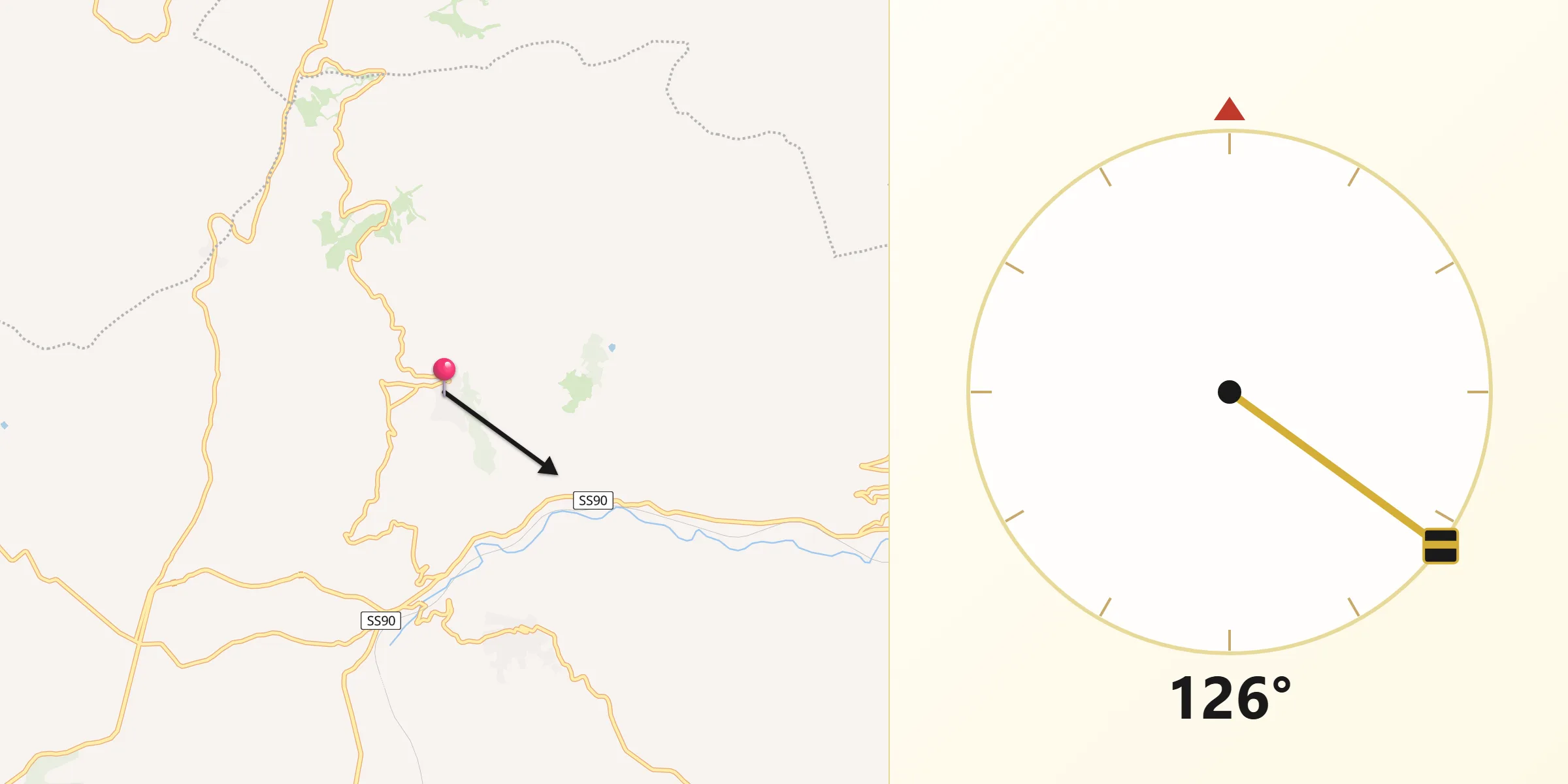 Direzione della Qibla da Greci