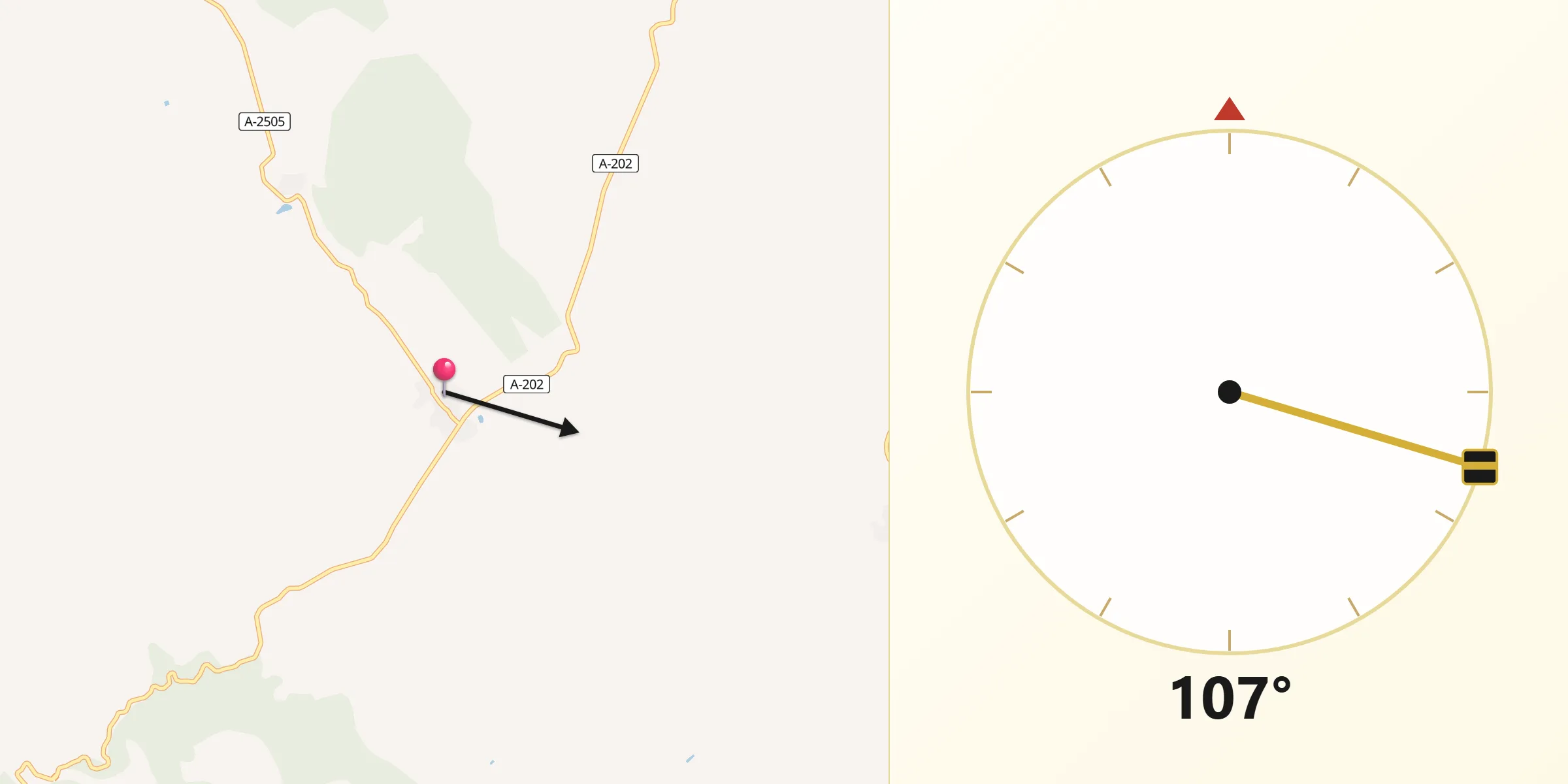 Dirección de la Qibla desde Munébrega