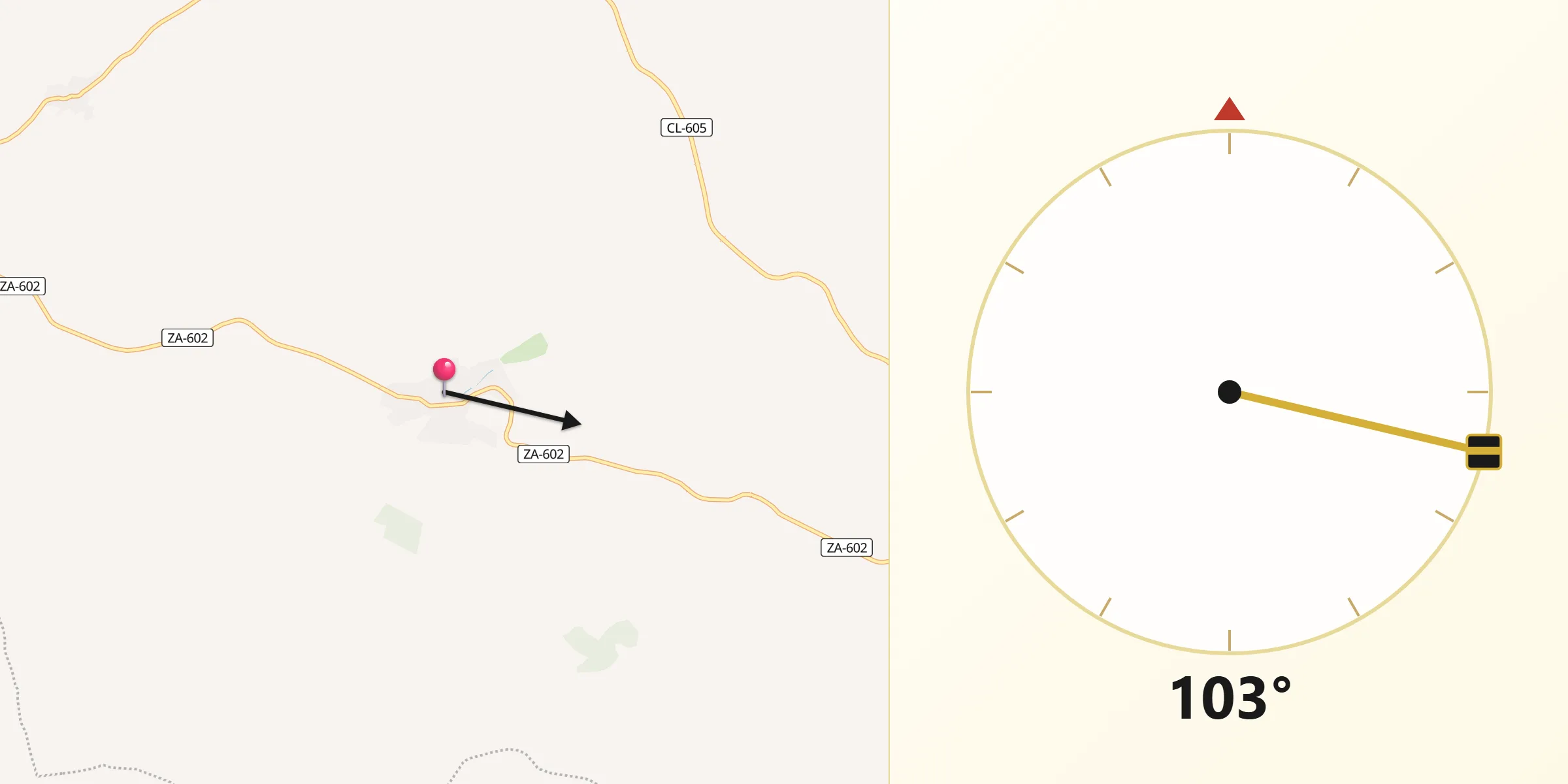 Dirección de la Qibla desde Villamor de los Escuderos