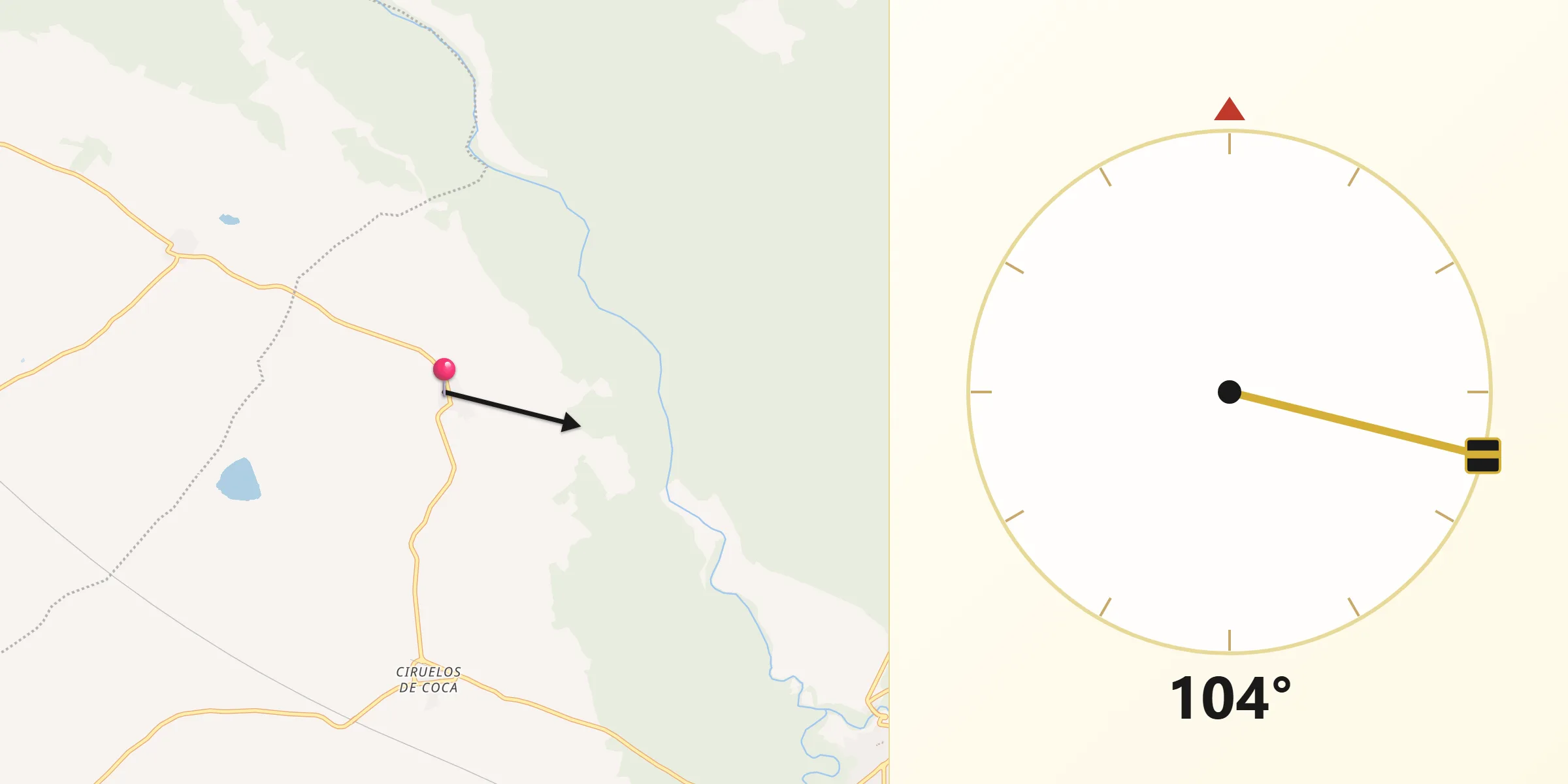 Dirección de la Qibla desde Villeguillo