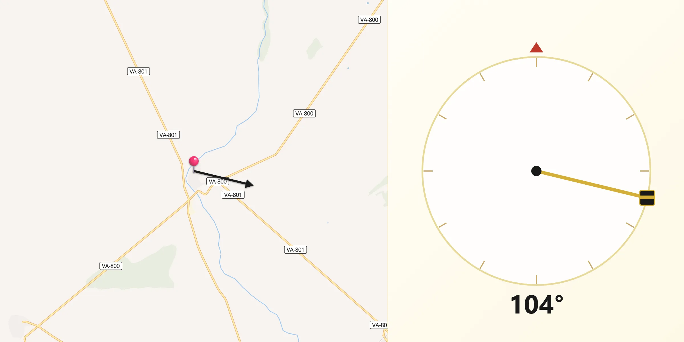 Dirección de la Qibla desde Castrejón de Trabancos