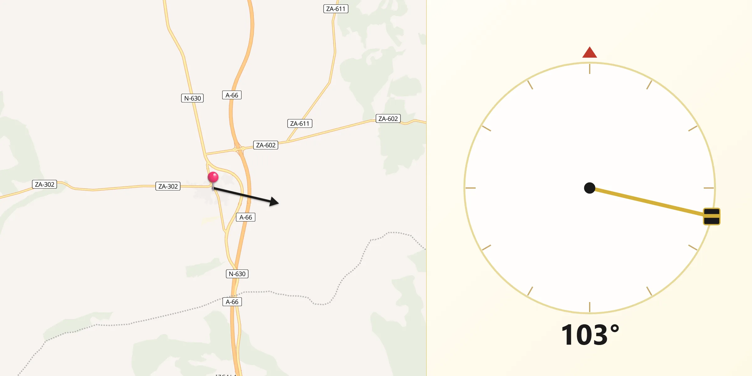 Dirección de la Qibla desde El Cubo de Tierra del Vino
