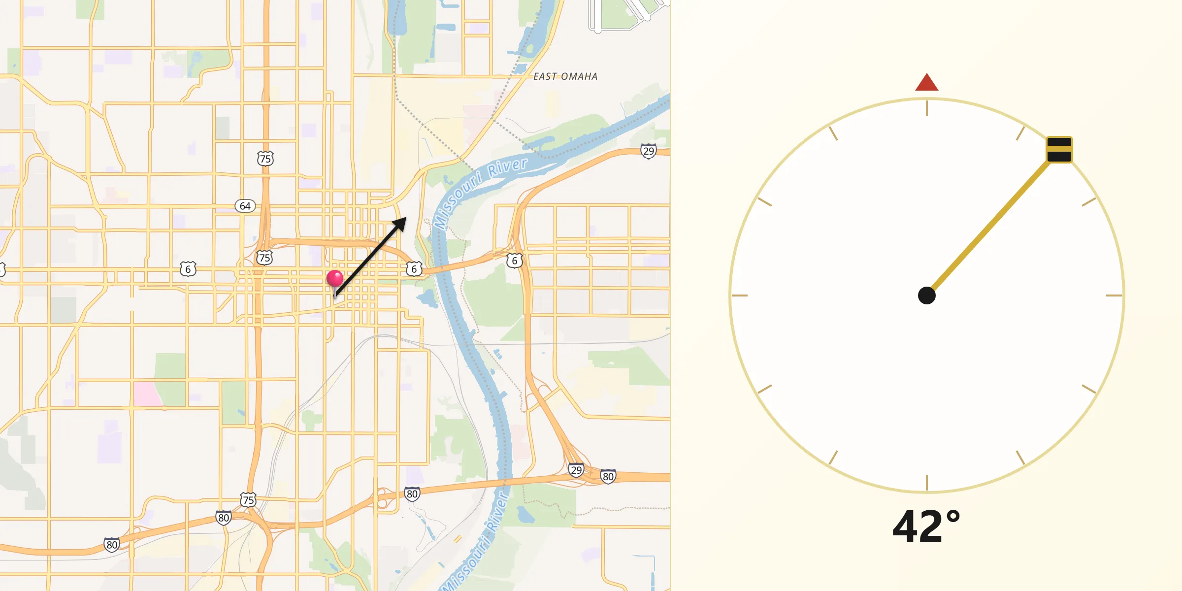 Qibla Direction from Omaha
