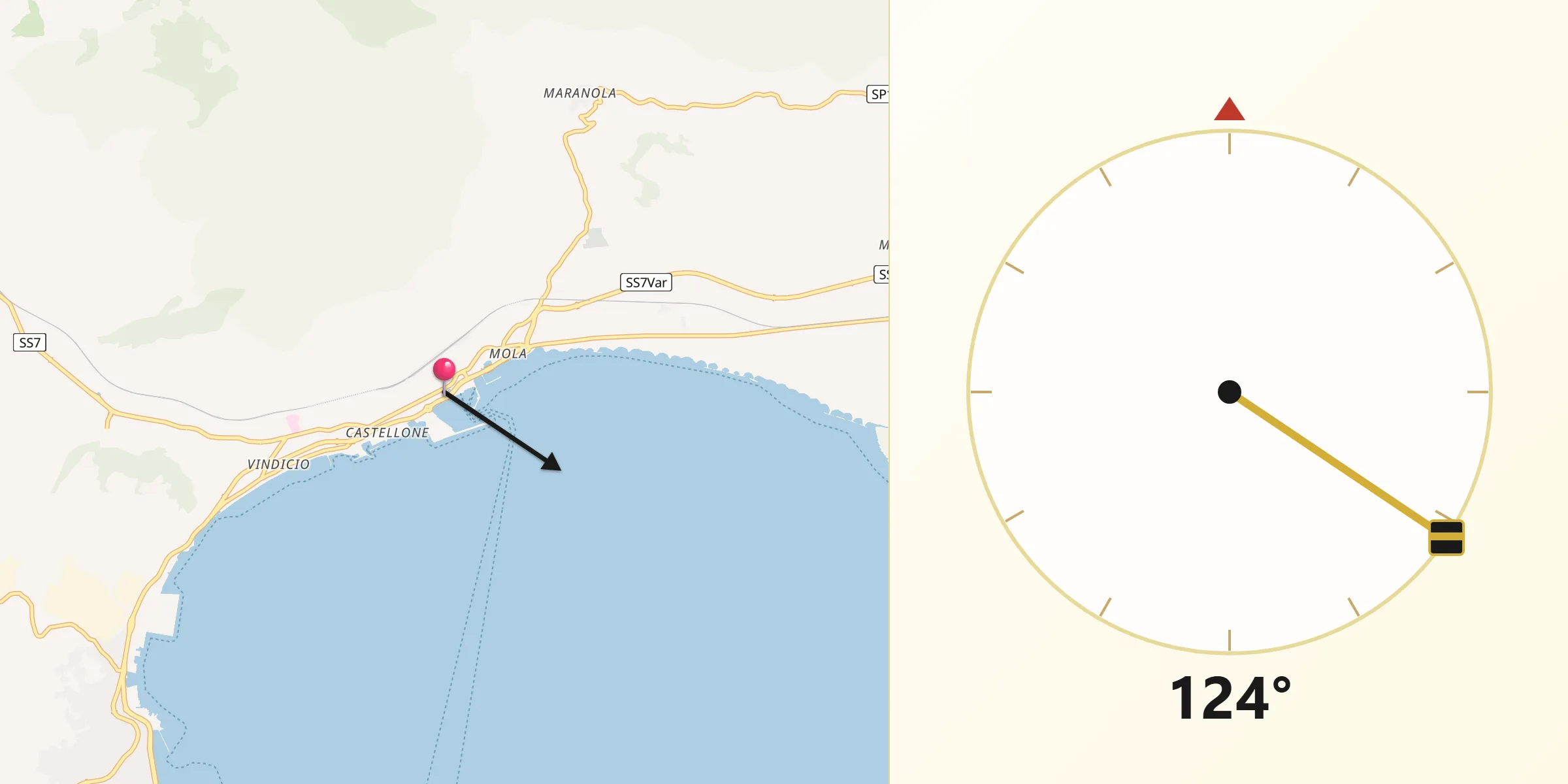 Direzione della Qibla da Formia