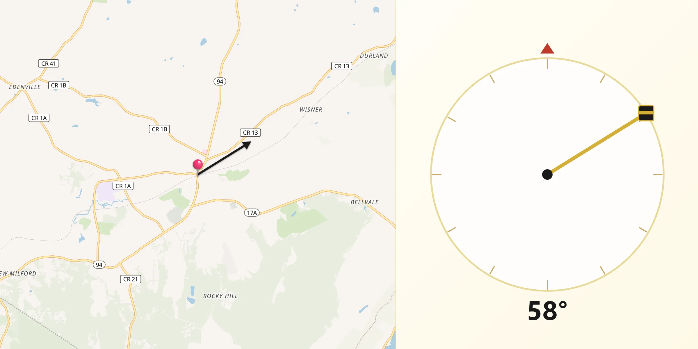 Qibla Direction from Warwick