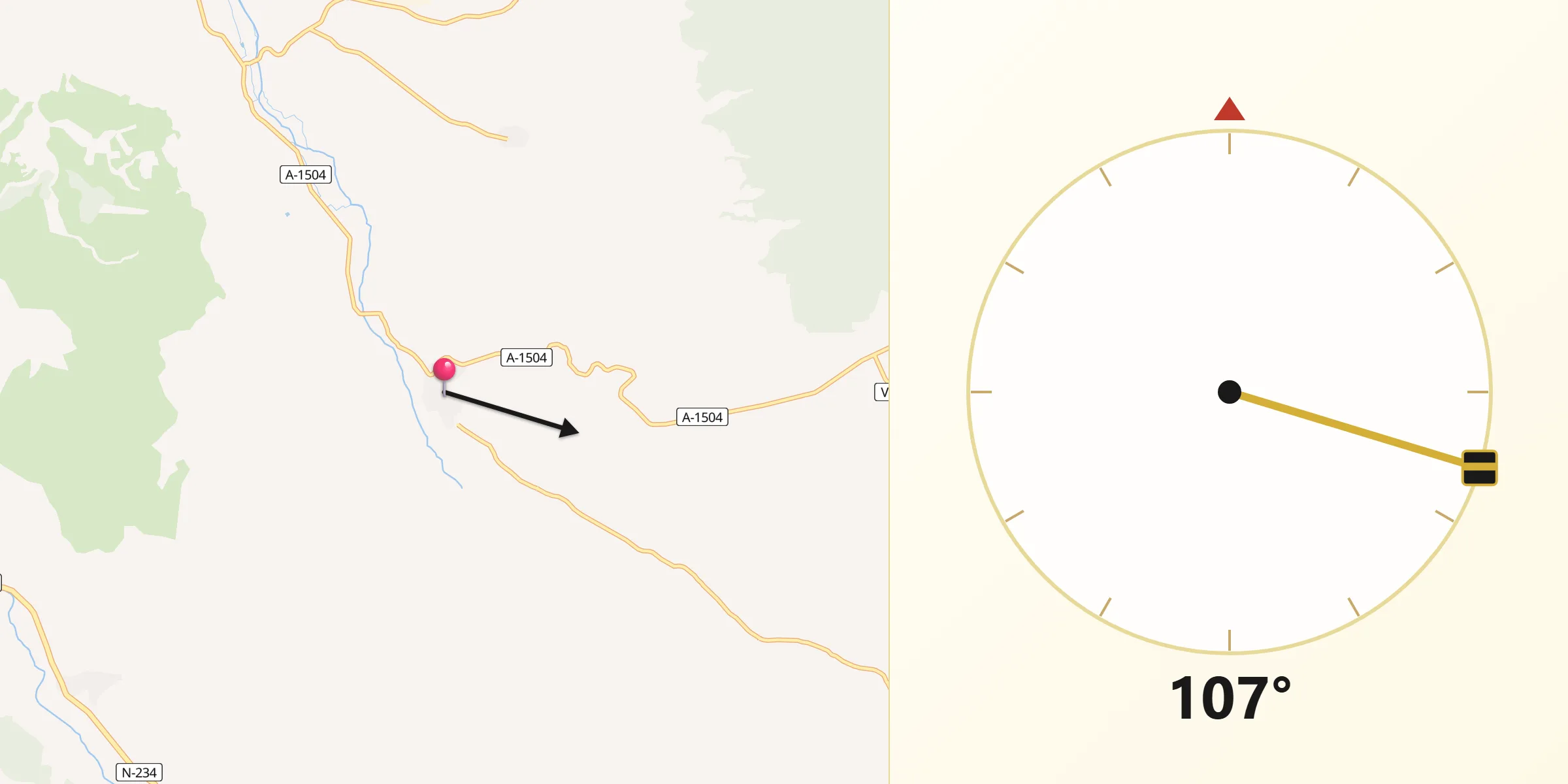 Dirección de la Qibla desde Miedes de Aragón