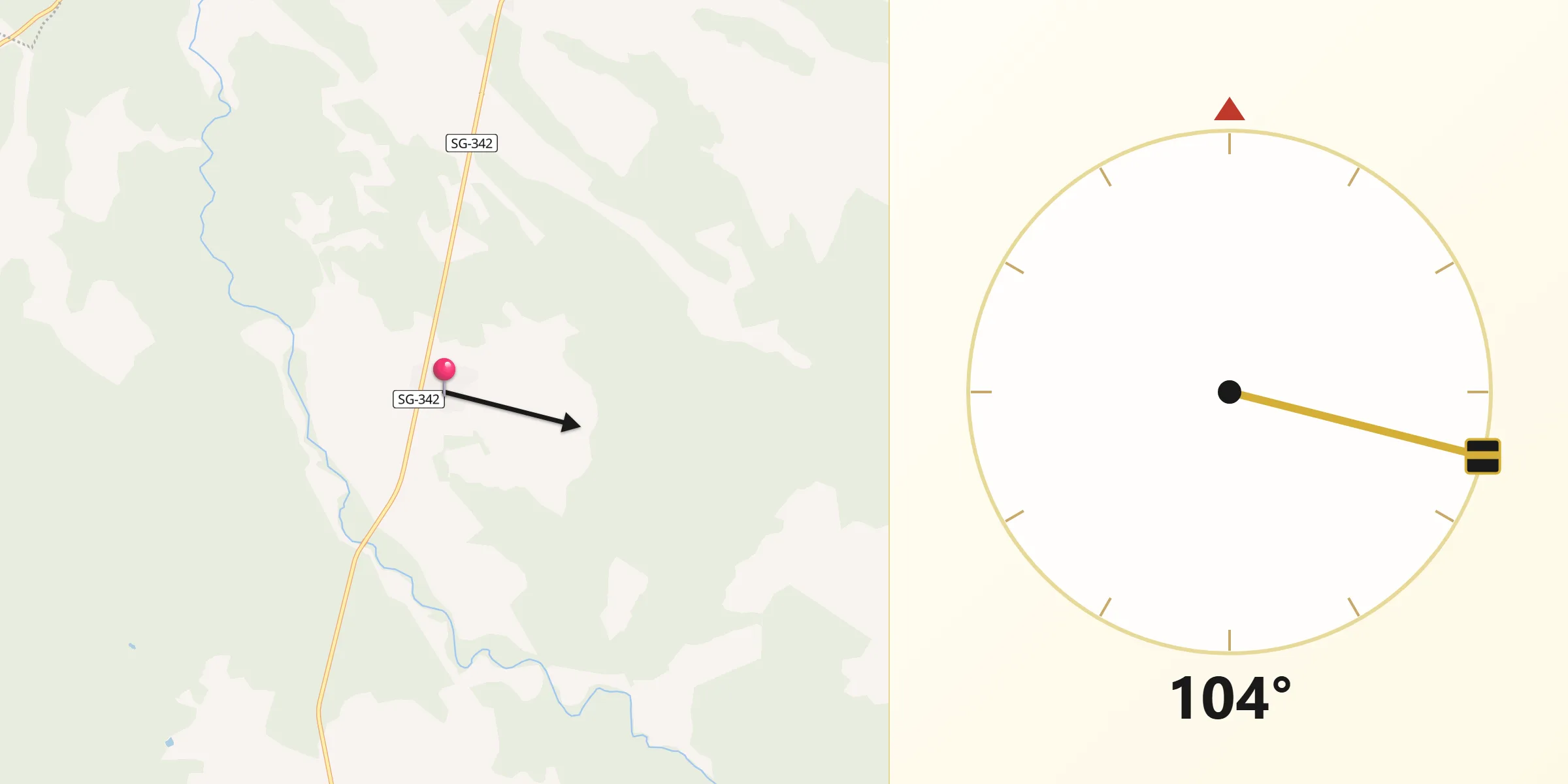 Dirección de la Qibla desde Samboal