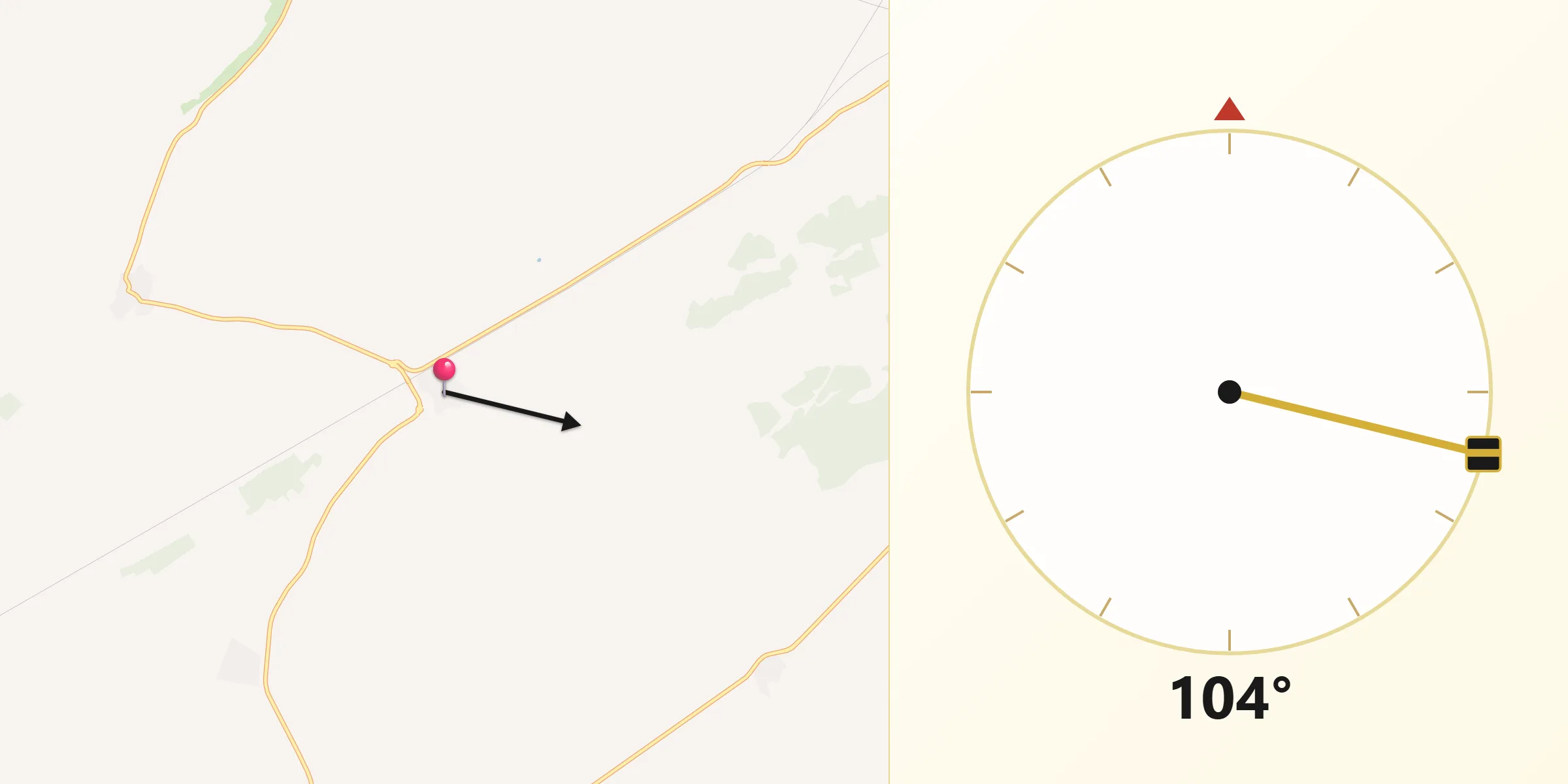 Dirección de la Qibla desde El Campillo
