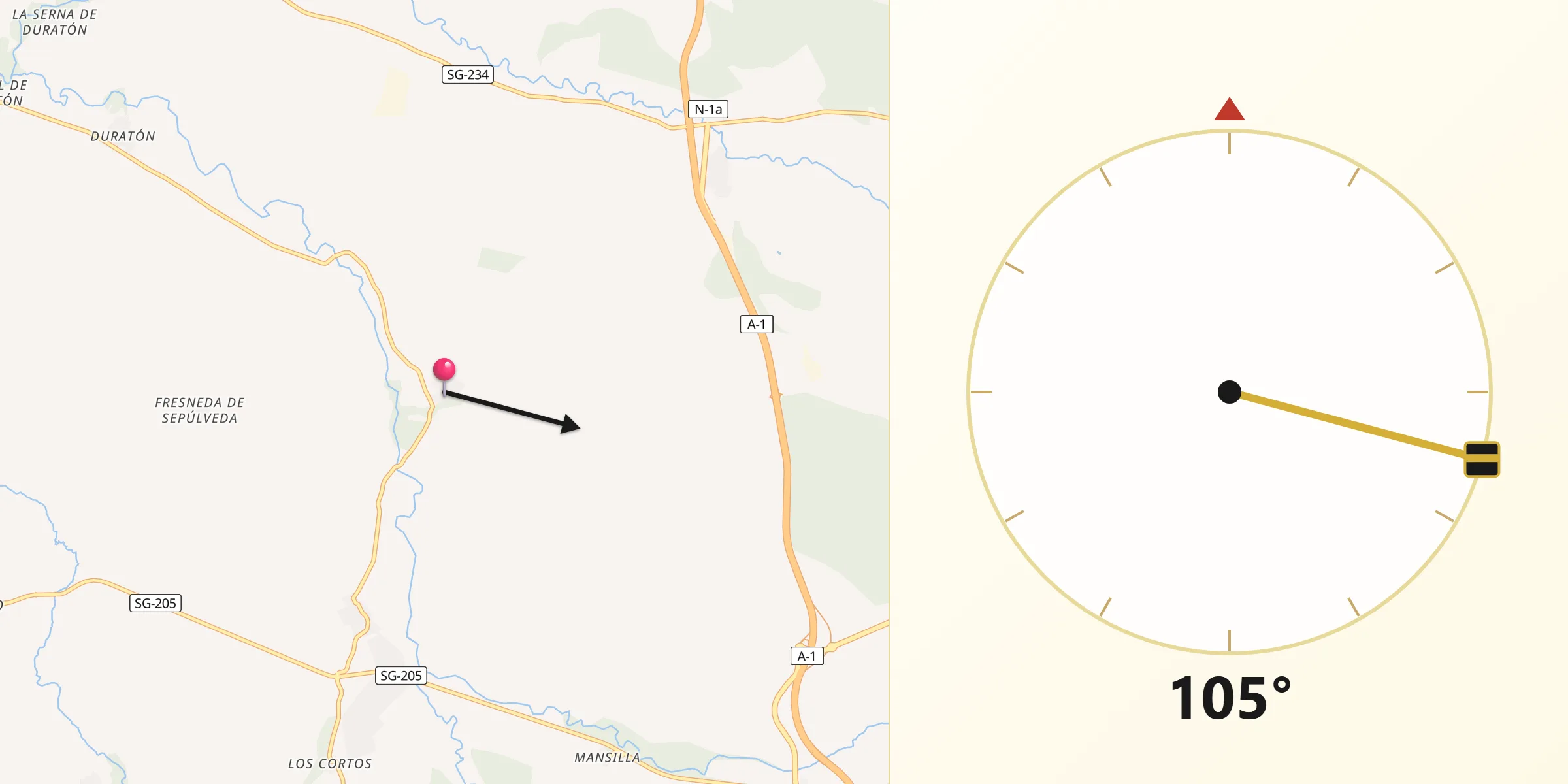 Dirección de la Qibla desde Sotillo