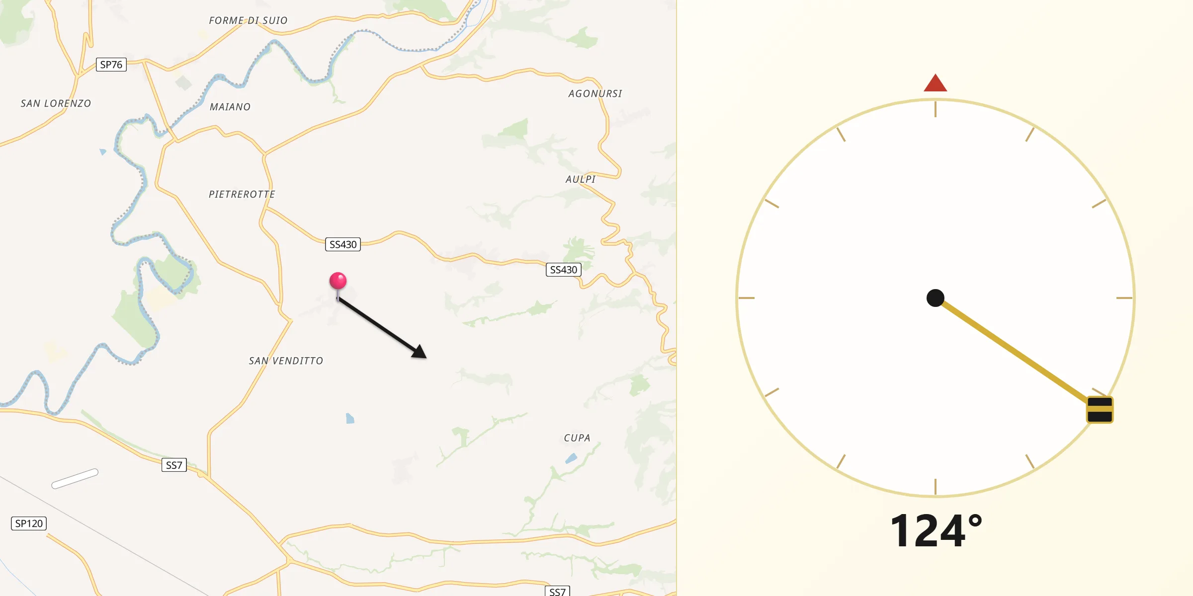 Direzione della Qibla da San Castrese