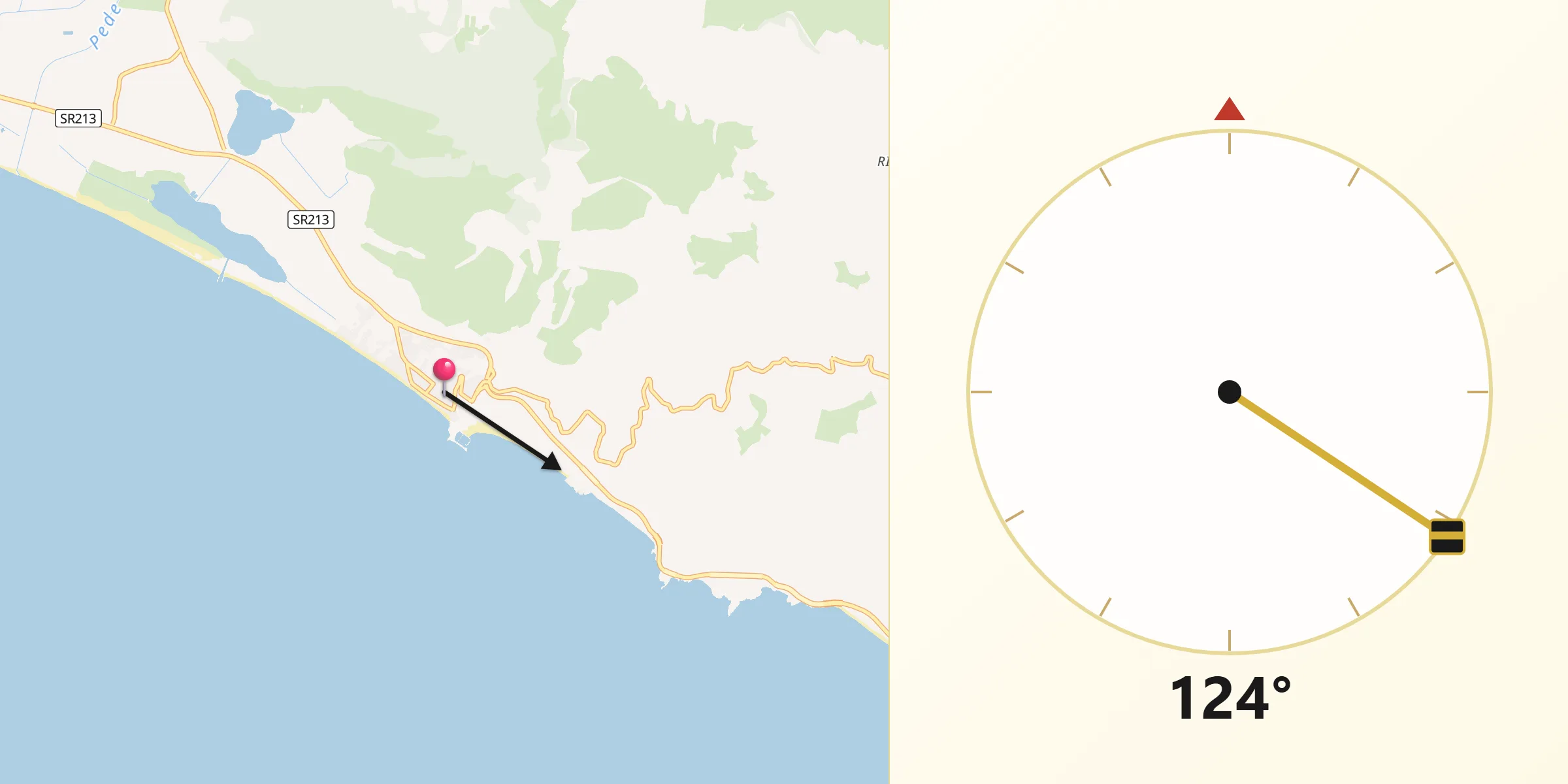 Direzione della Qibla da Sperlonga
