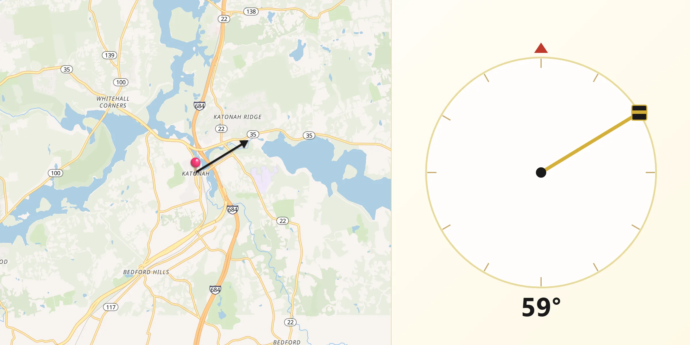 Qibla Direction from Katonah