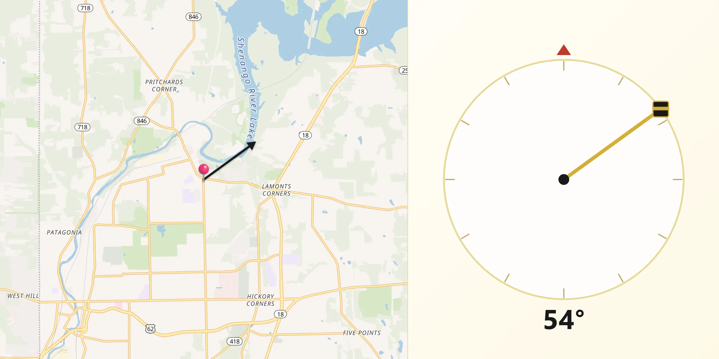Qibla Direction from Sharpsville