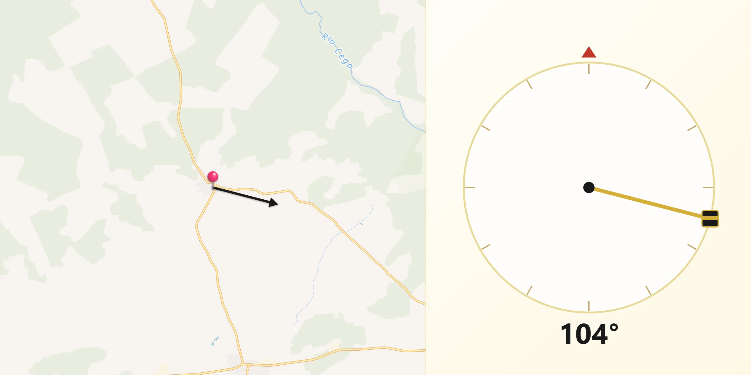Dirección de la Qibla desde Zarzuela del Pinar