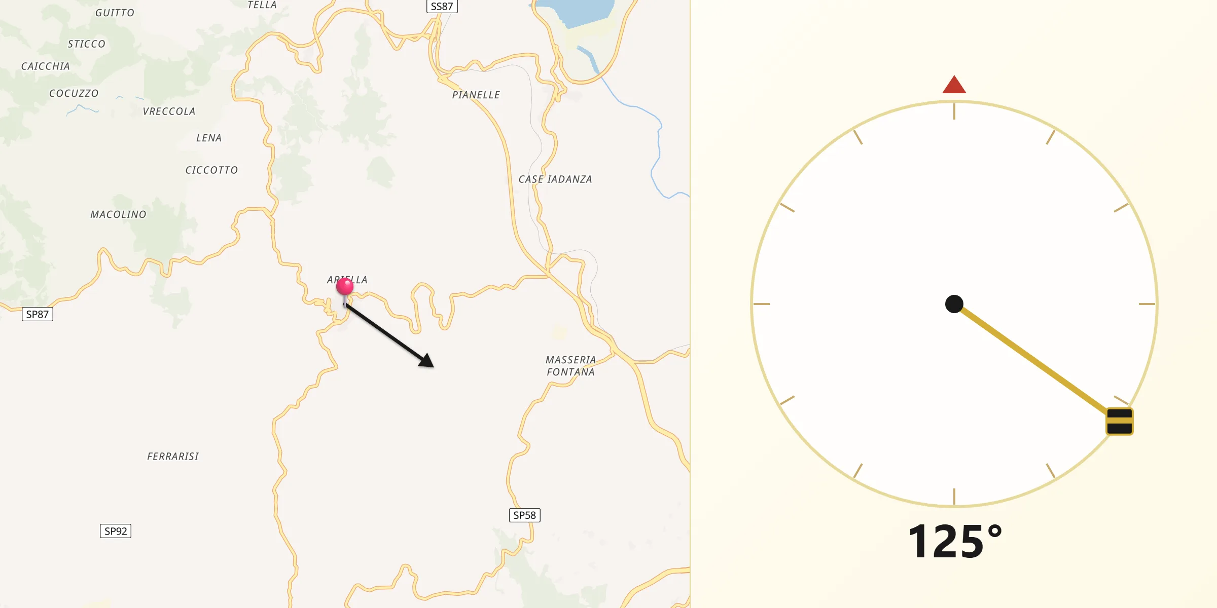 Direzione della Qibla da Casalduni