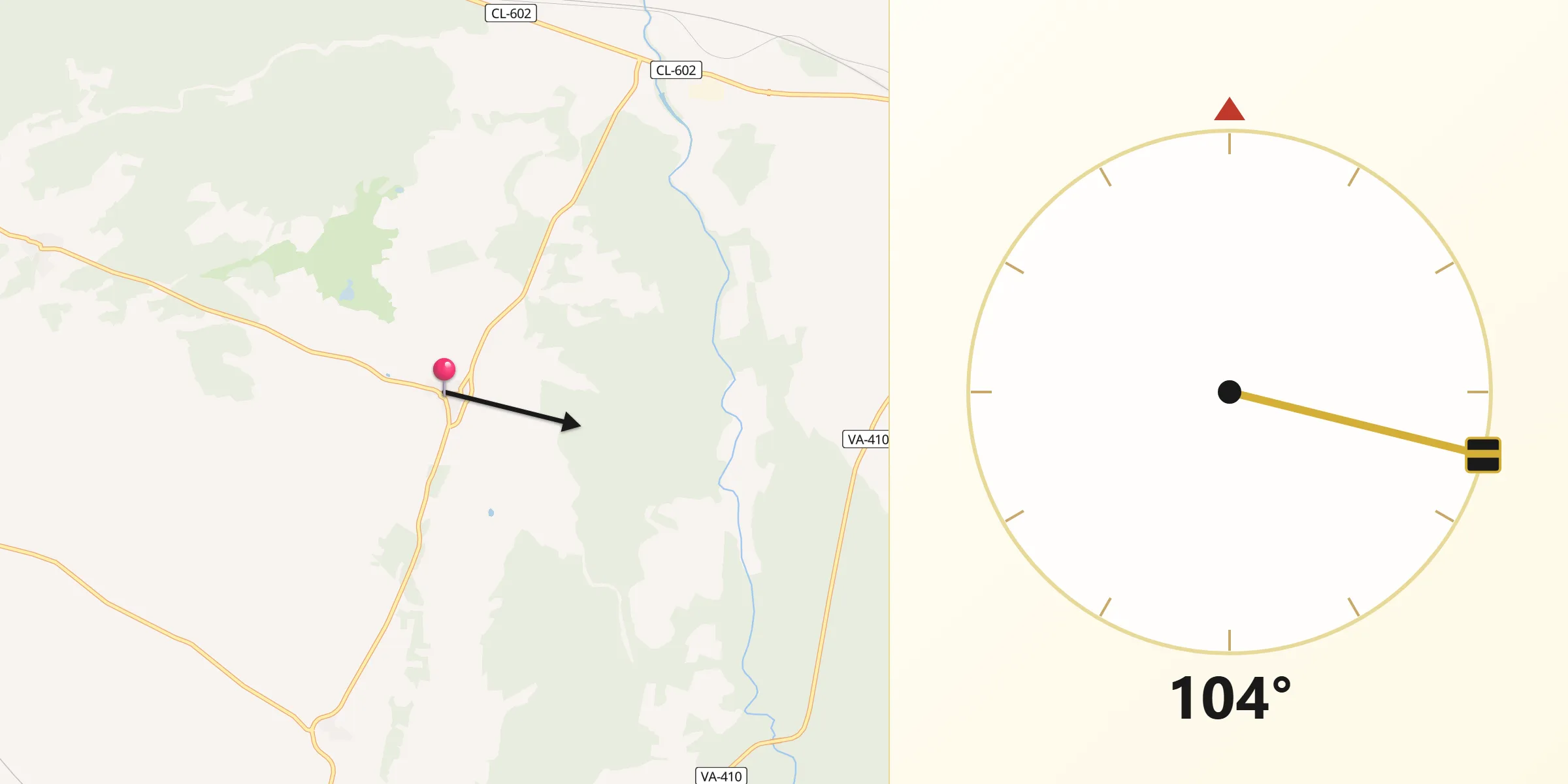 Dirección de la Qibla desde La Zarza