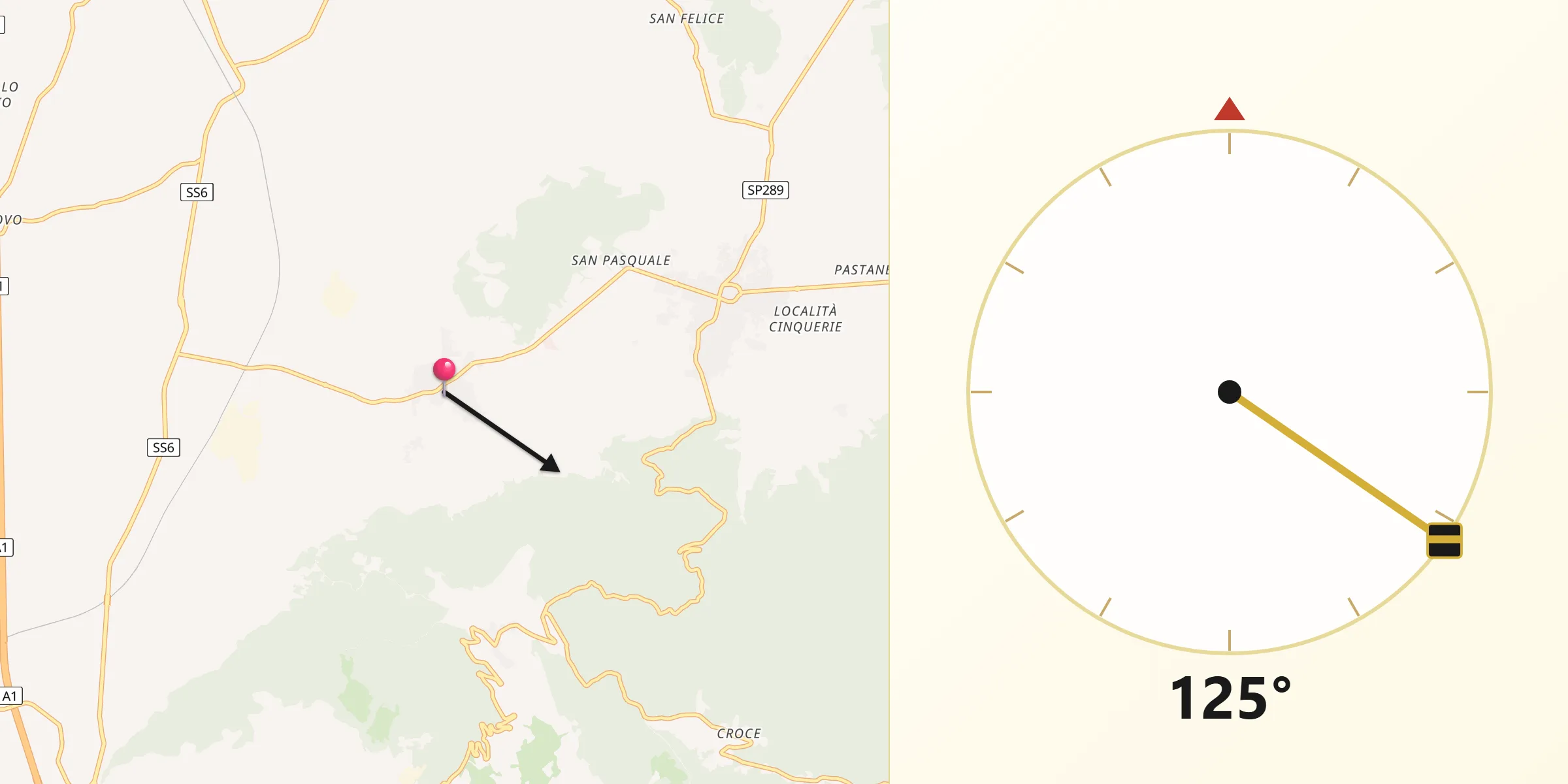 Direzione della Qibla da Riardo