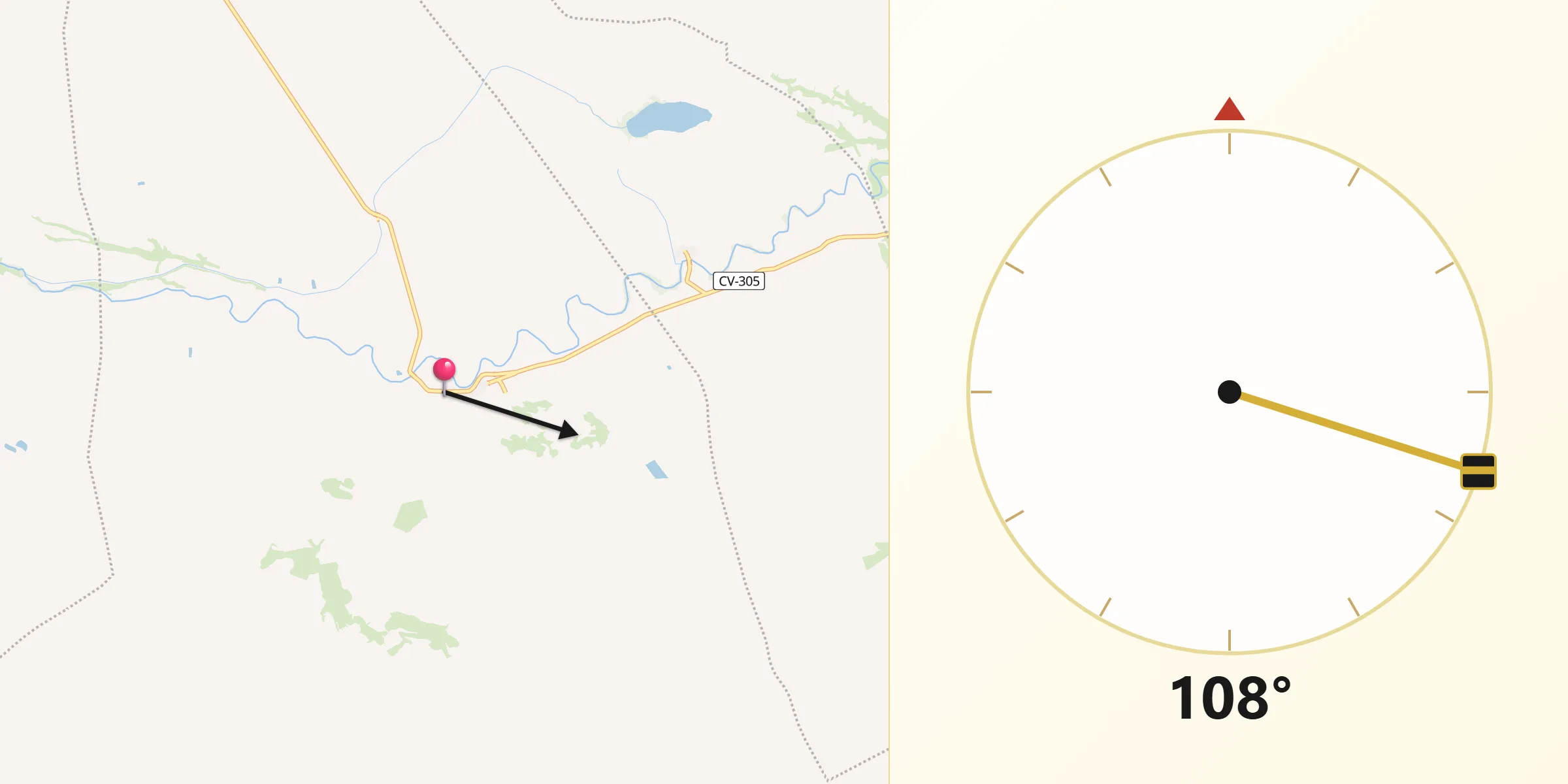 Dirección de la Qibla desde Vinaceite