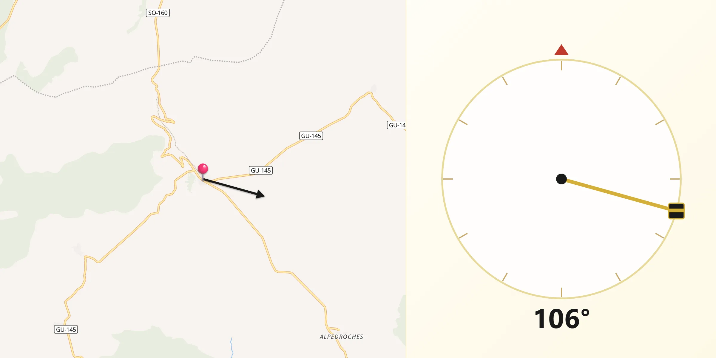 Dirección de la Qibla desde Miedes de Atienza