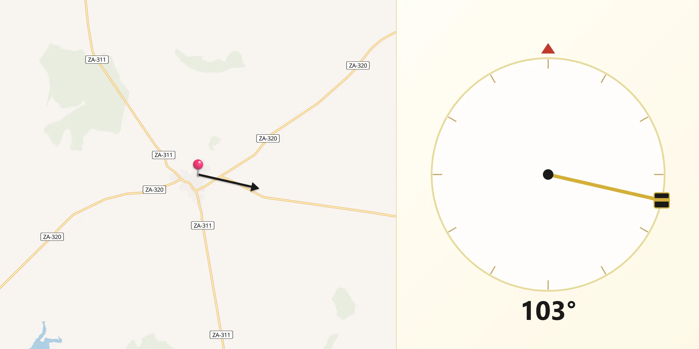 Dirección de la Qibla desde Almeida de Sayago