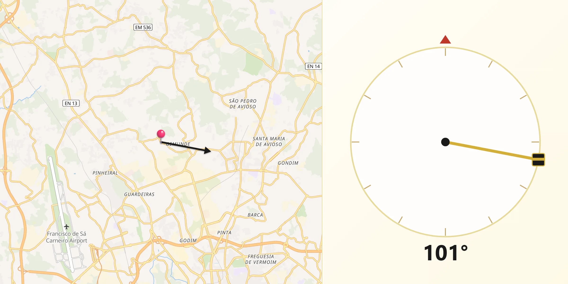 Direção da Qibla a partir de Gemunde
