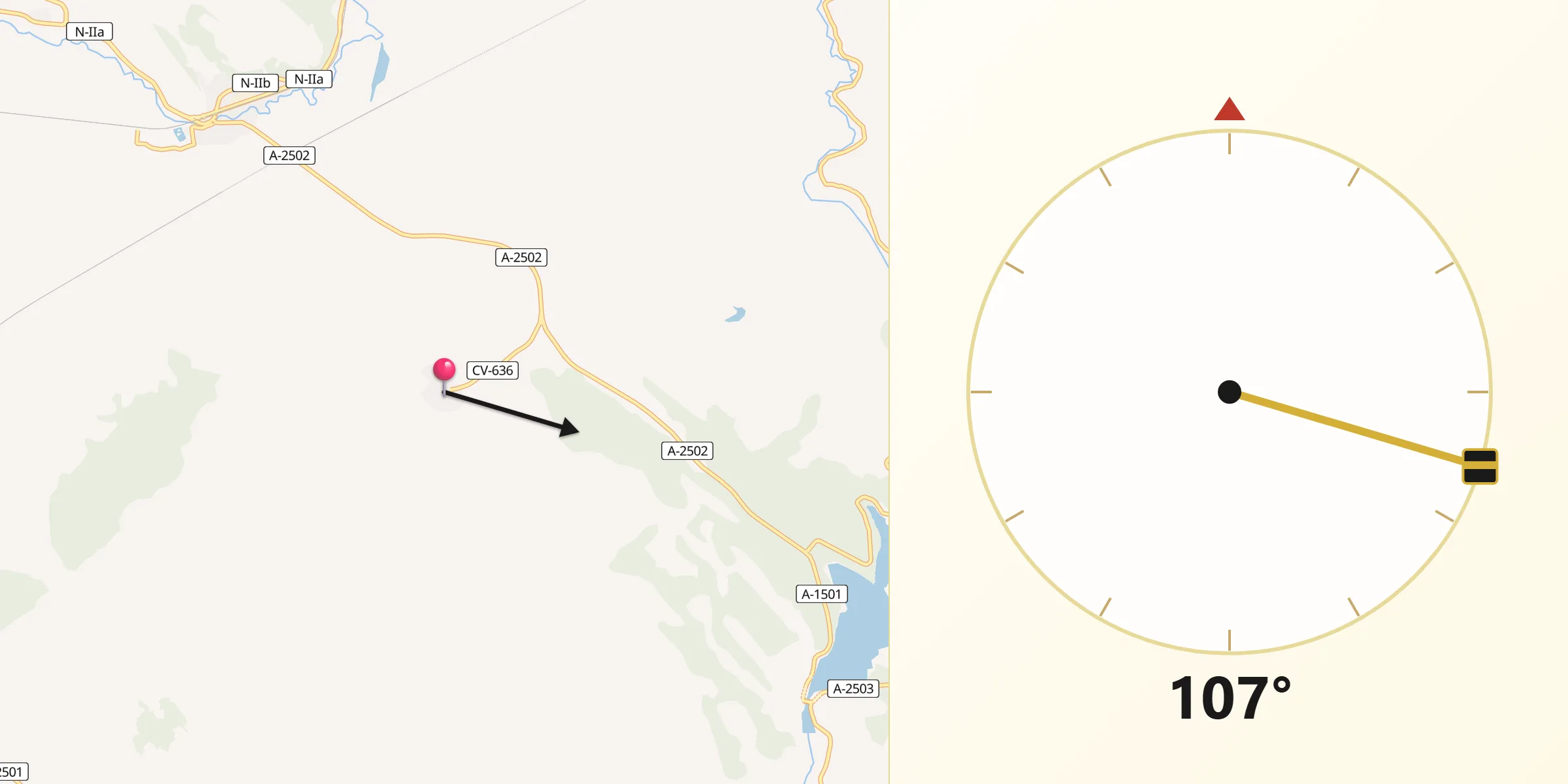 Dirección de la Qibla desde Godojos