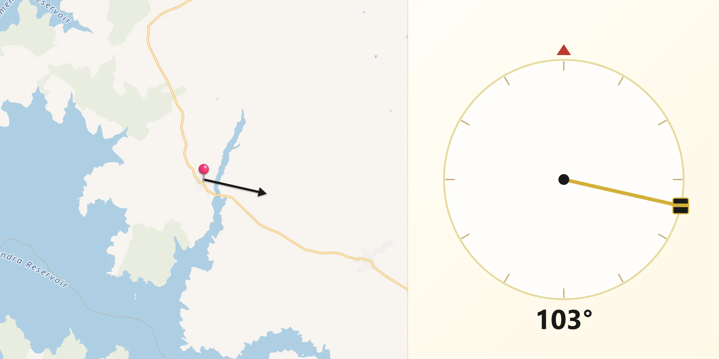 Dirección de la Qibla desde Salce