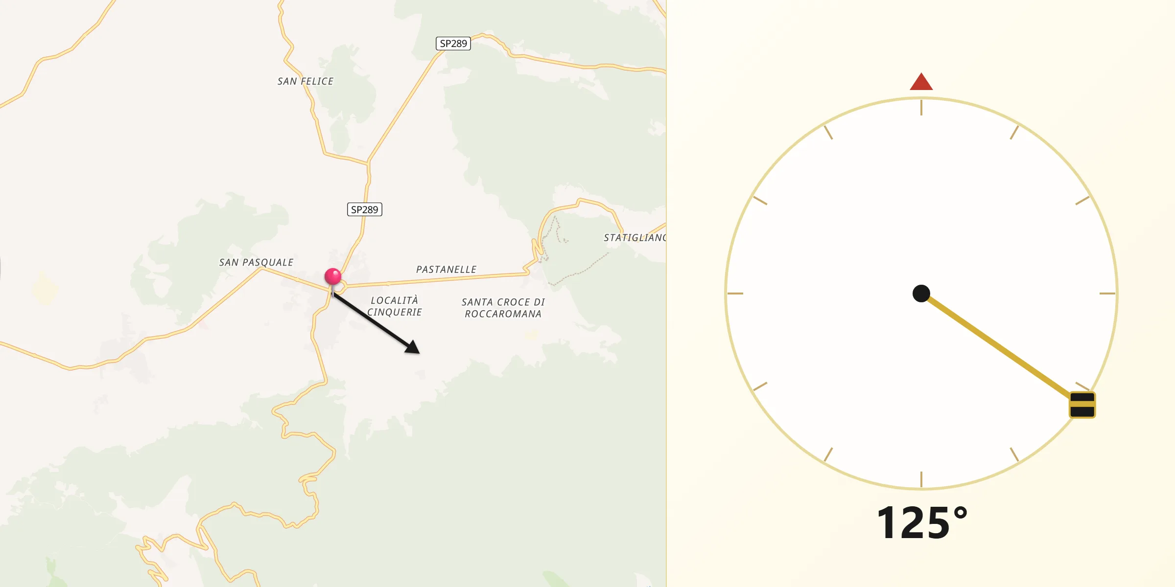 Direzione della Qibla da Pietramelara