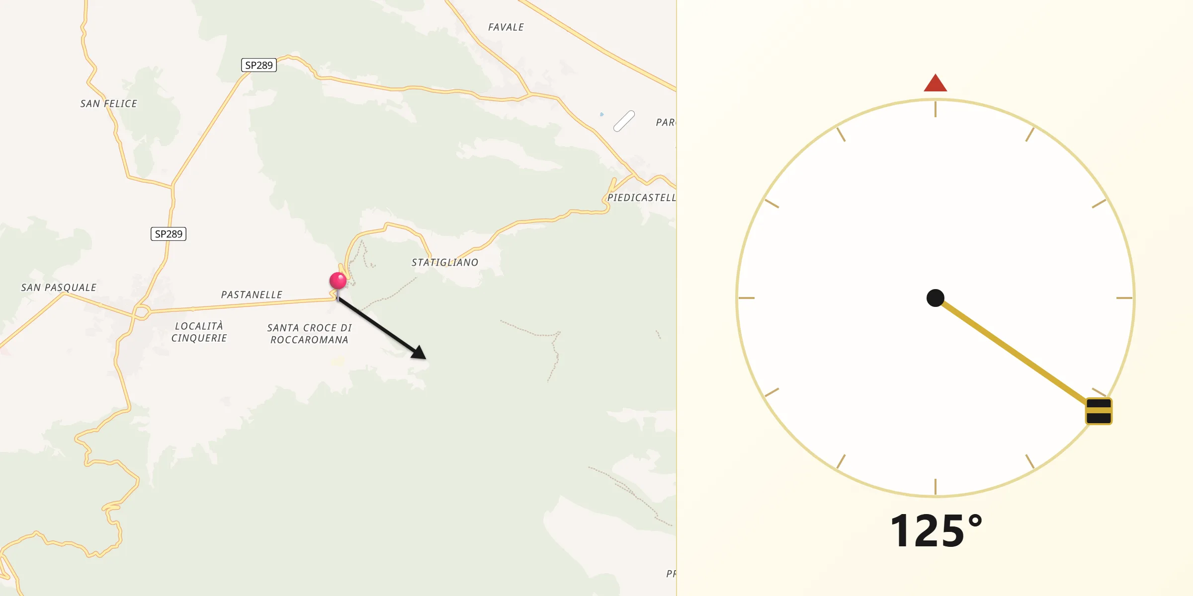 Direzione della Qibla da Roccaromana