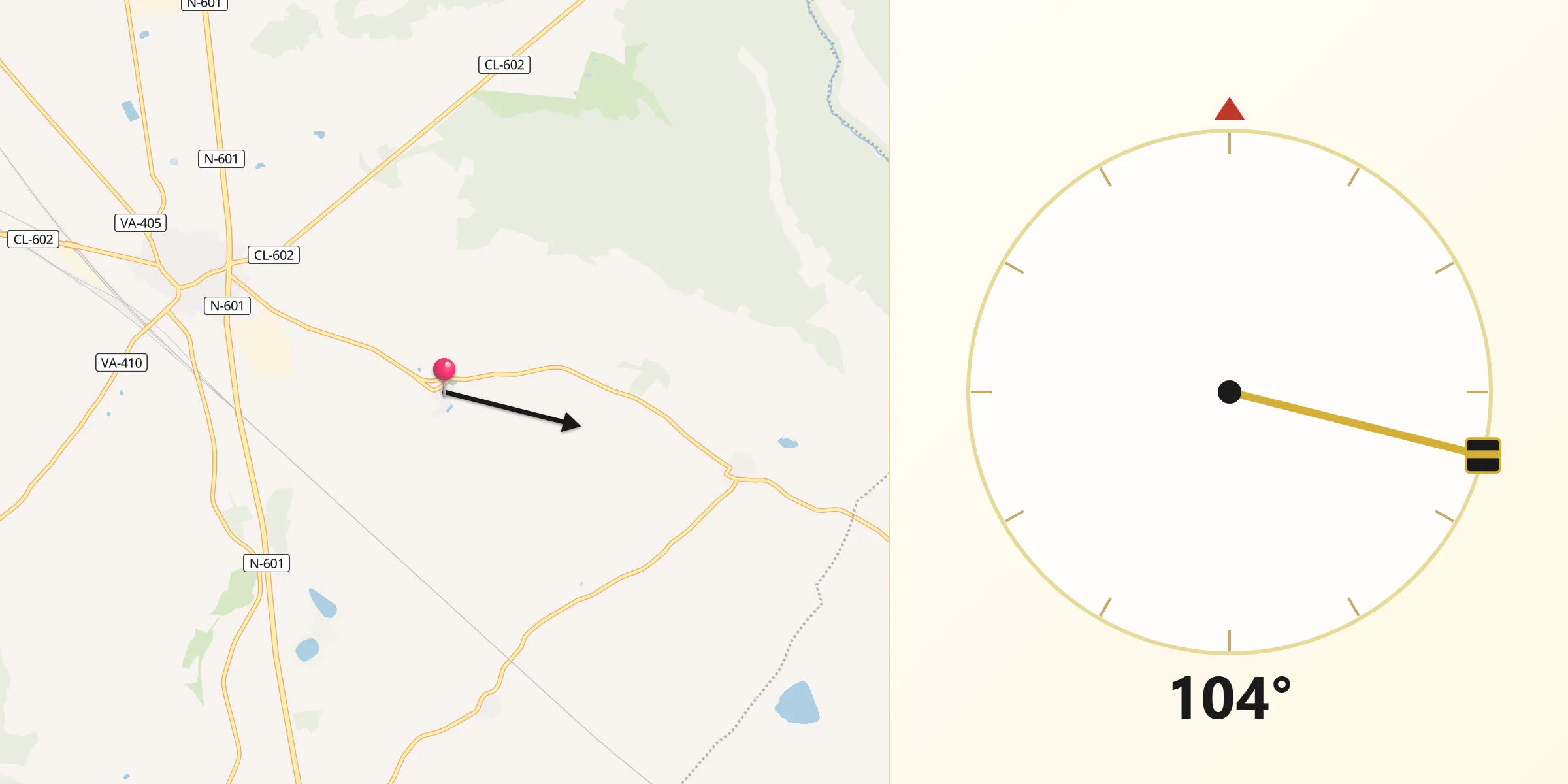 Dirección de la Qibla desde Aguasal