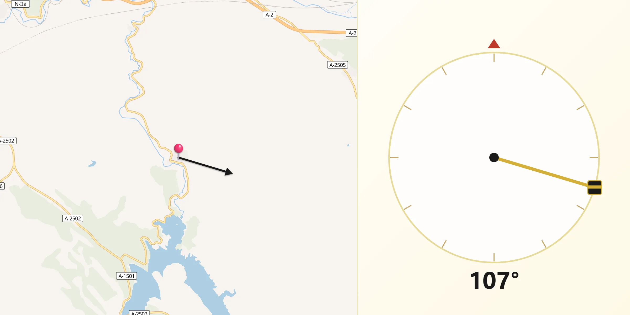 Dirección de la Qibla desde Carenas