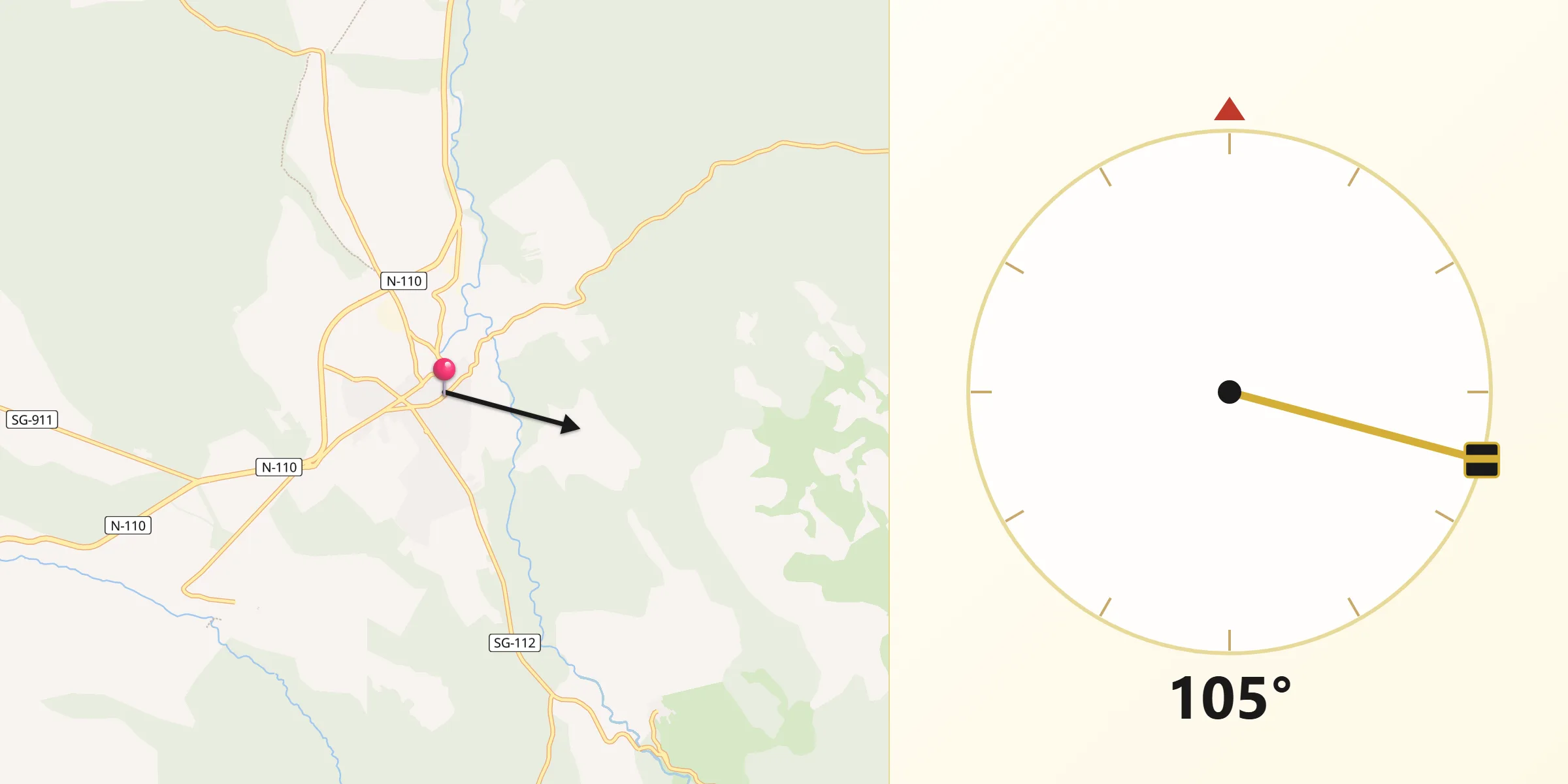 Dirección de la Qibla desde Riaza