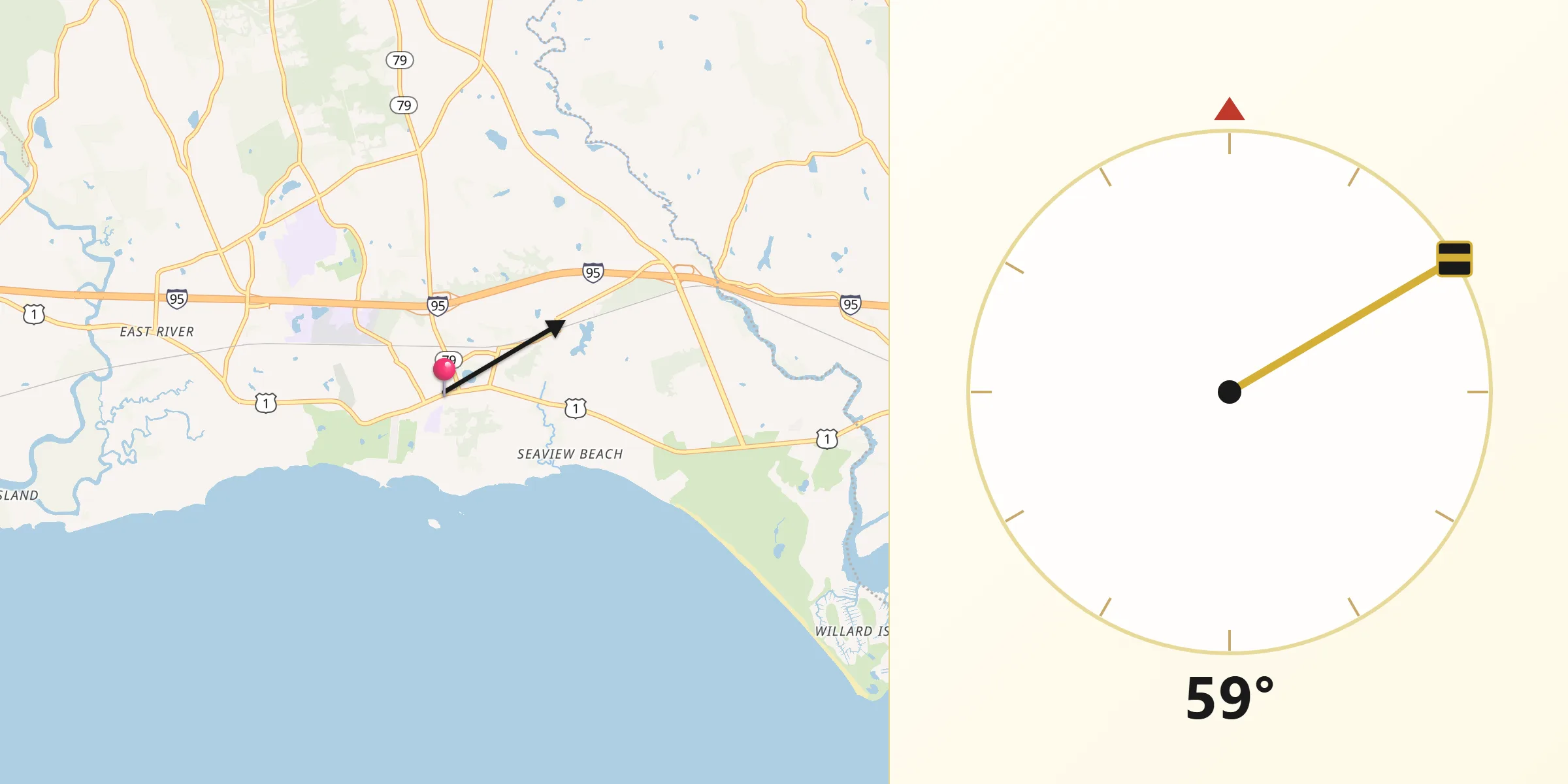 Qibla Direction from Madison Center