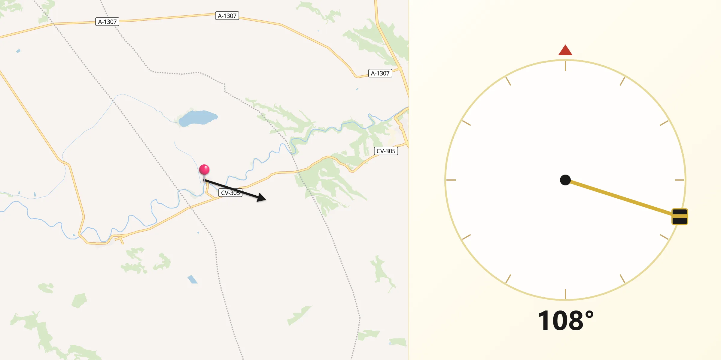 Dirección de la Qibla desde Almochuel