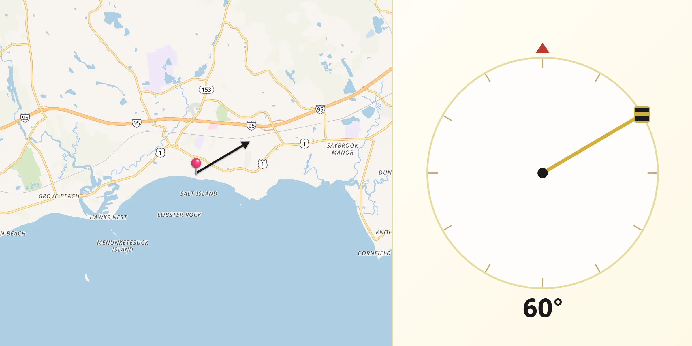 Qibla Direction from Westbrook Center