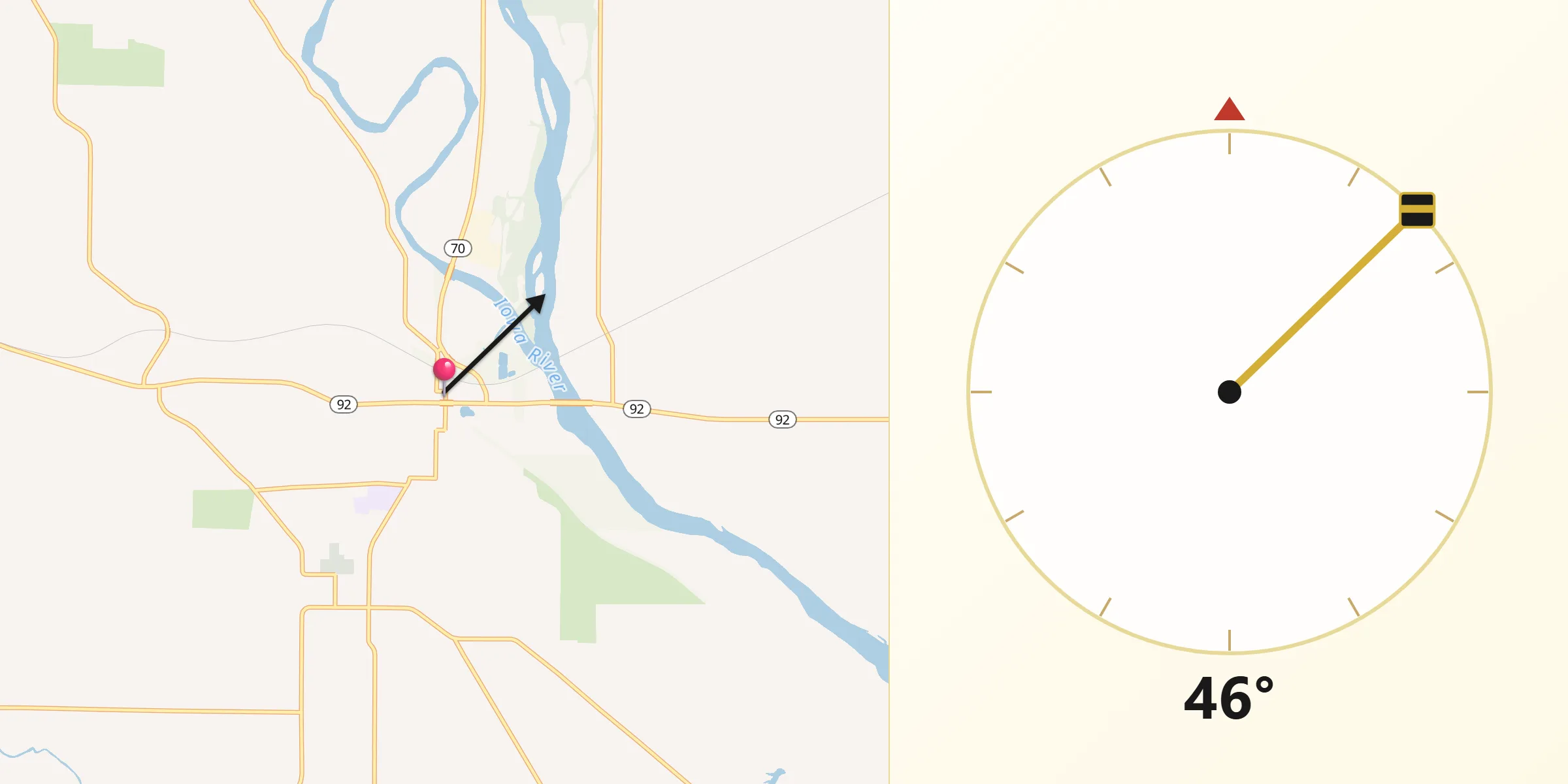 Qibla Direction from Columbus Junction