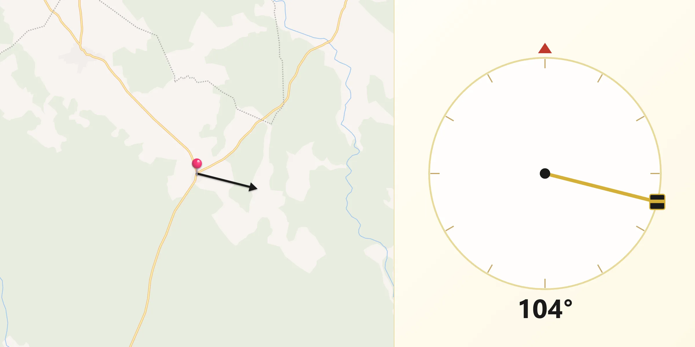 Dirección de la Qibla desde Fuente el Olmo de Íscar