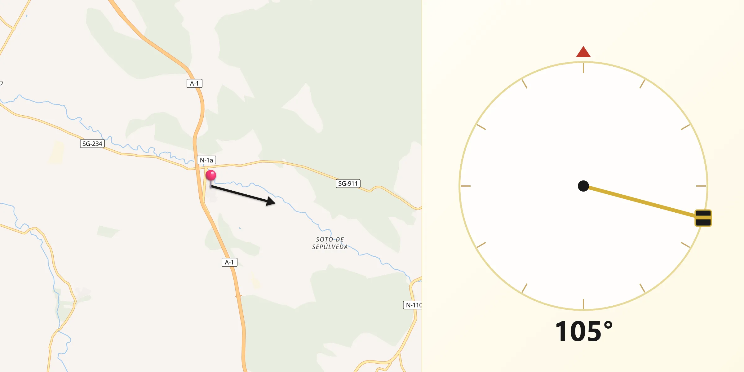 Dirección de la Qibla desde Castillejo de Mesleón