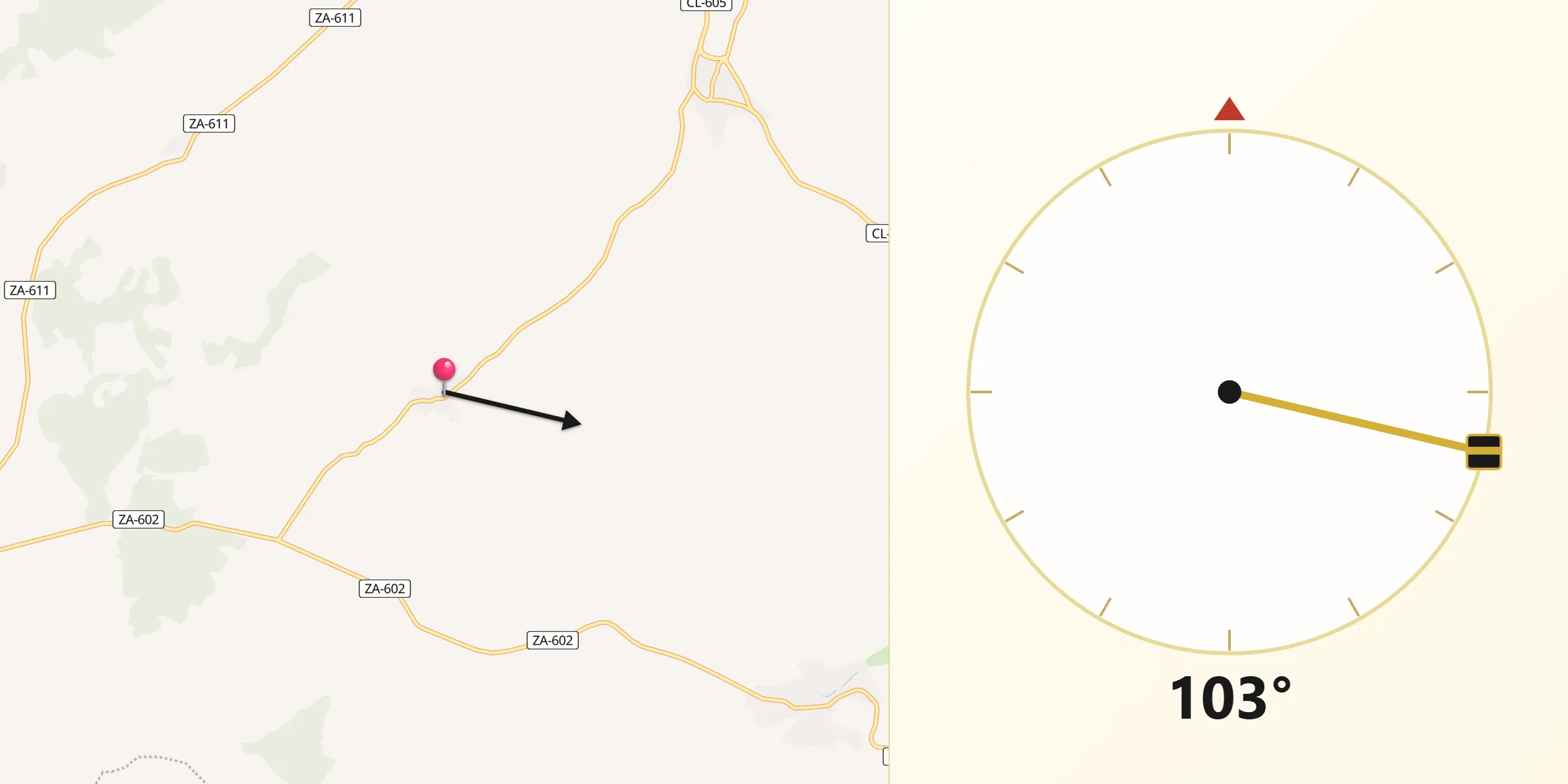 Dirección de la Qibla desde El Maderal