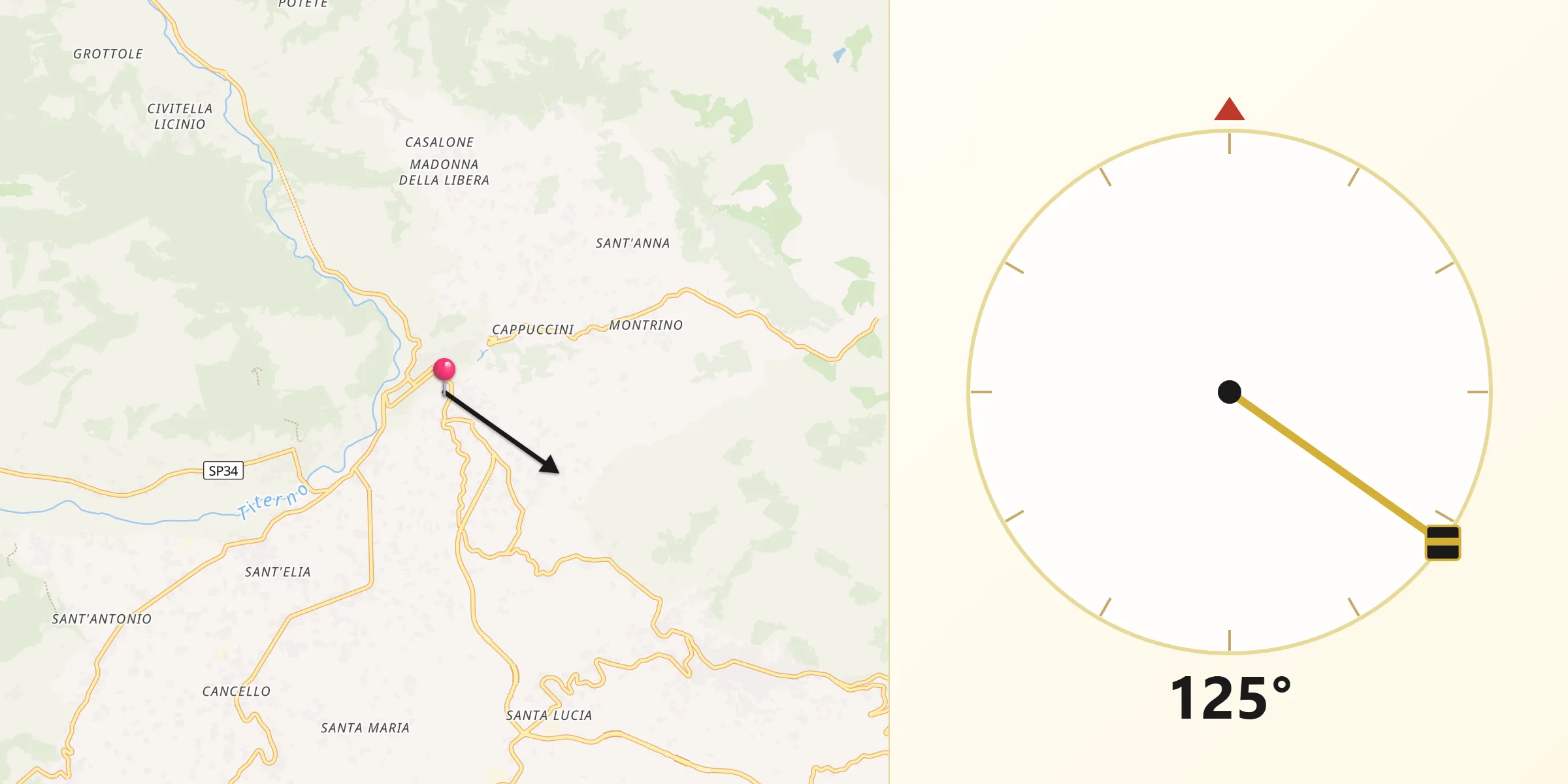 Direzione della Qibla da Cerreto Sannita