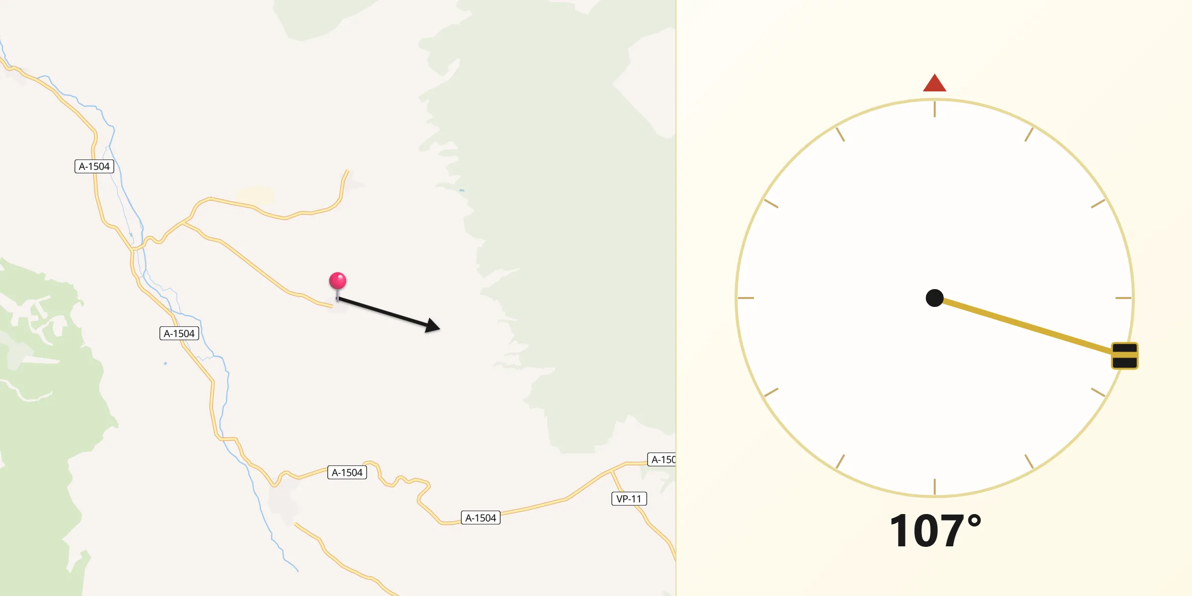 Dirección de la Qibla desde Ruesca