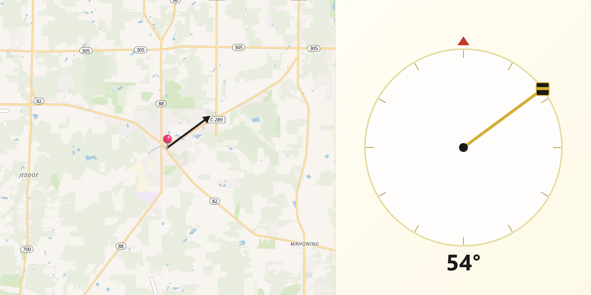 Qibla Direction from Garrettsville